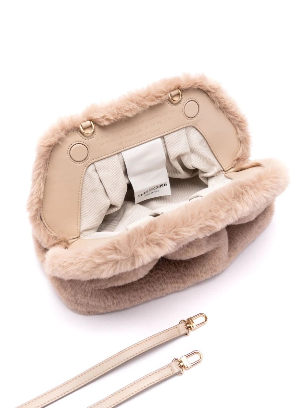 Themoirè Mini Gea Faux Fur Clutch In Brown