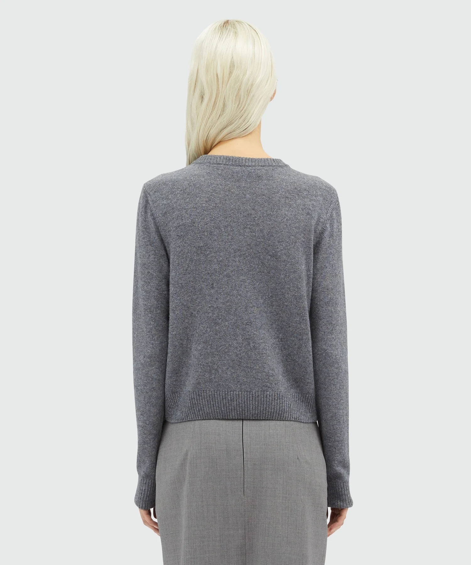 Shop Msgm Rose-appliqu� Knitted Cardigan In Gray