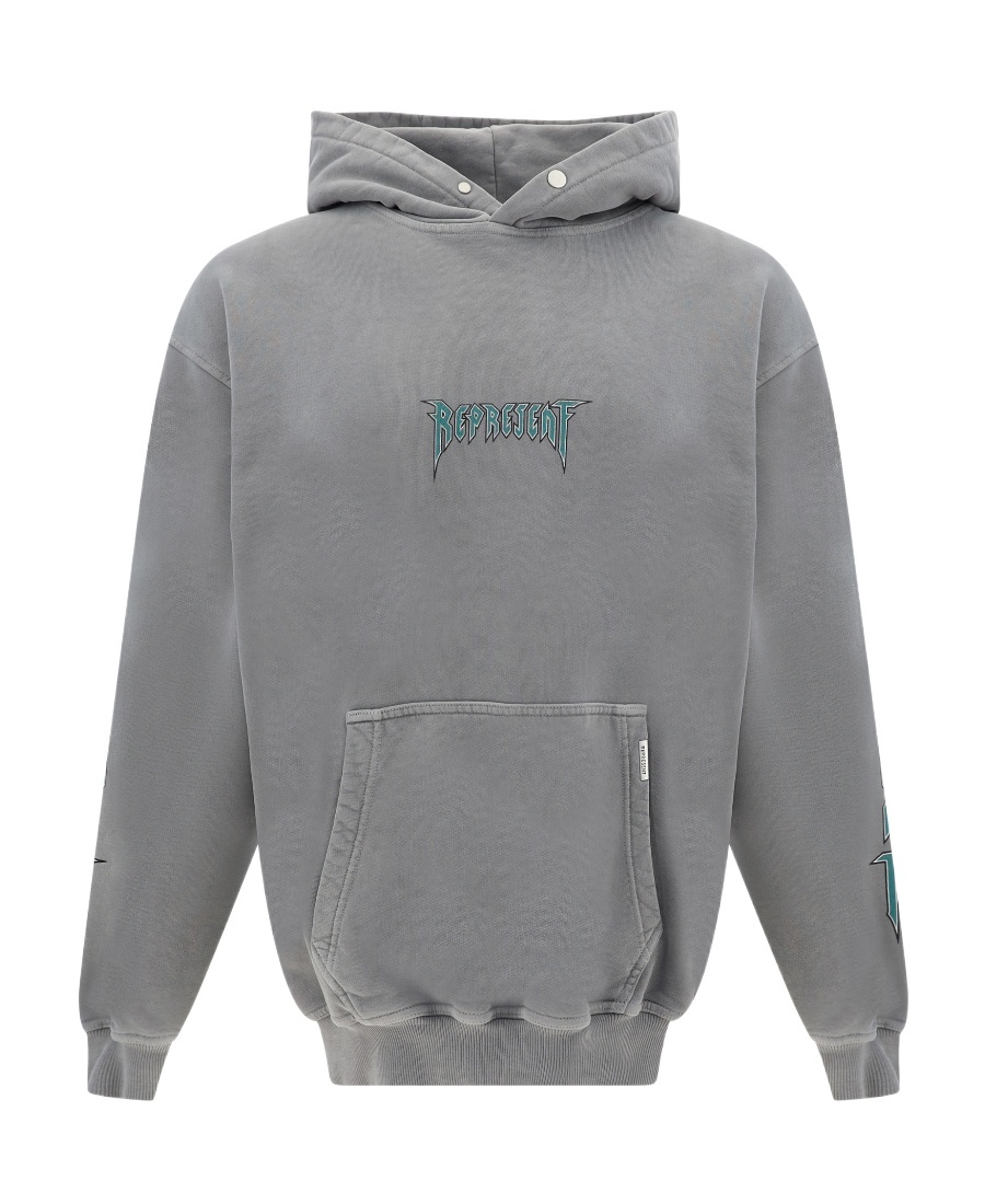 Represent Long-sleeved Hooded Sweater In Gray
