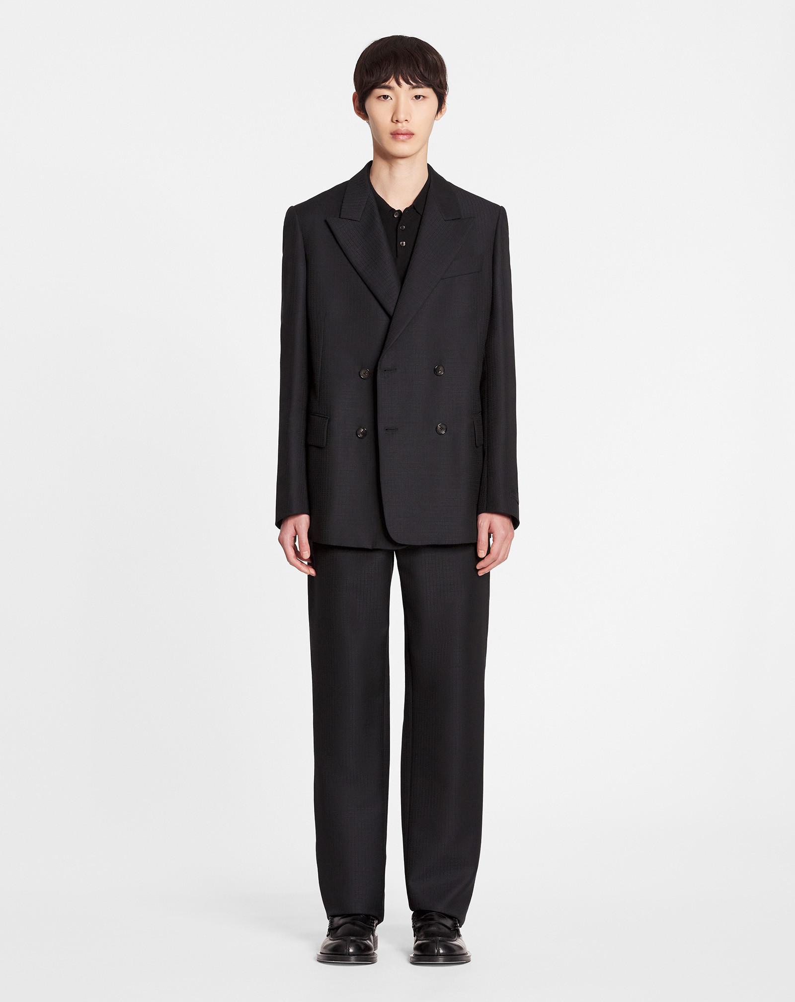 Lanvin Checked Double-breasted Blazer In Black