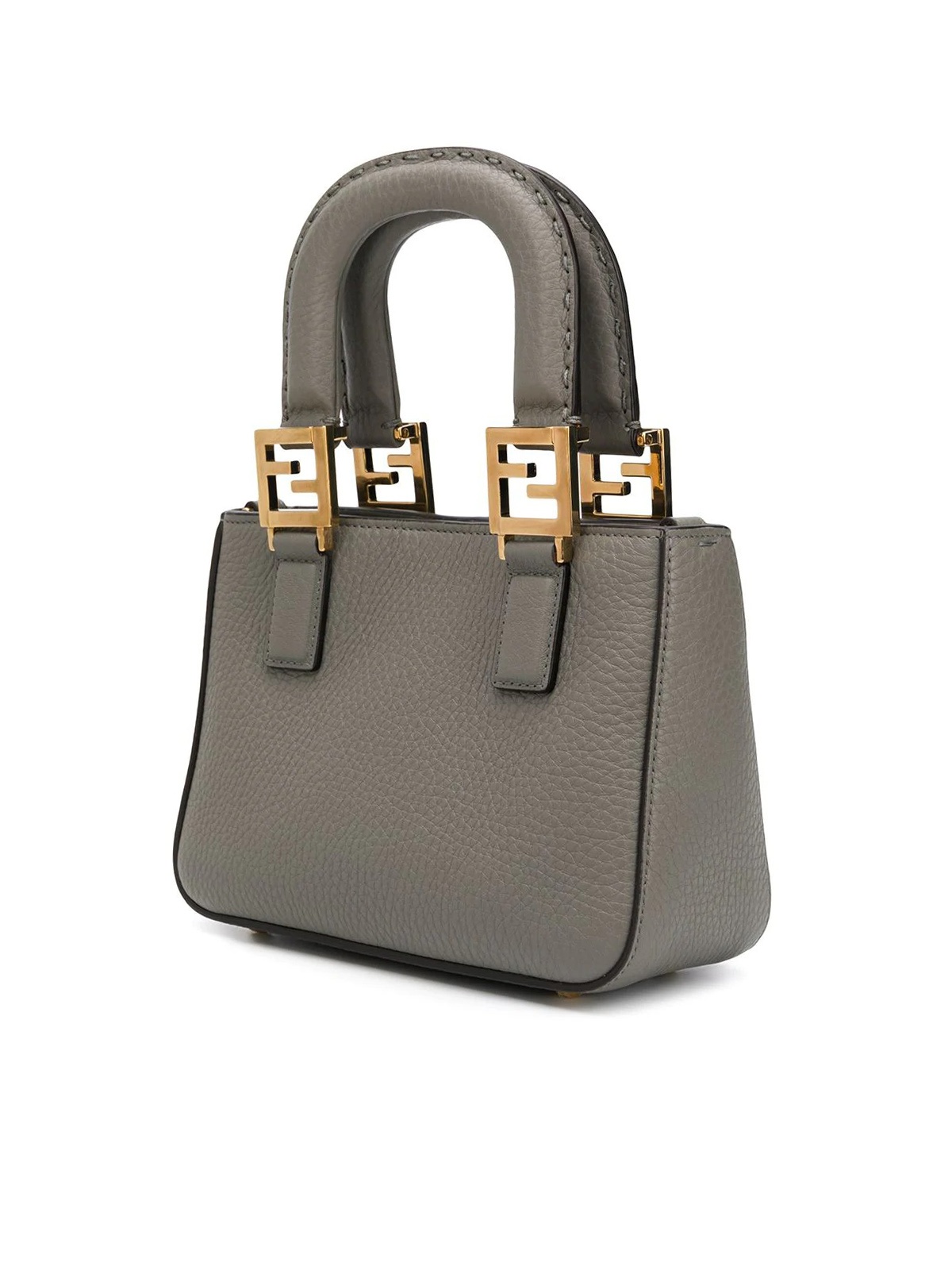 Fendi Mini Ff Motif Tote In Grey