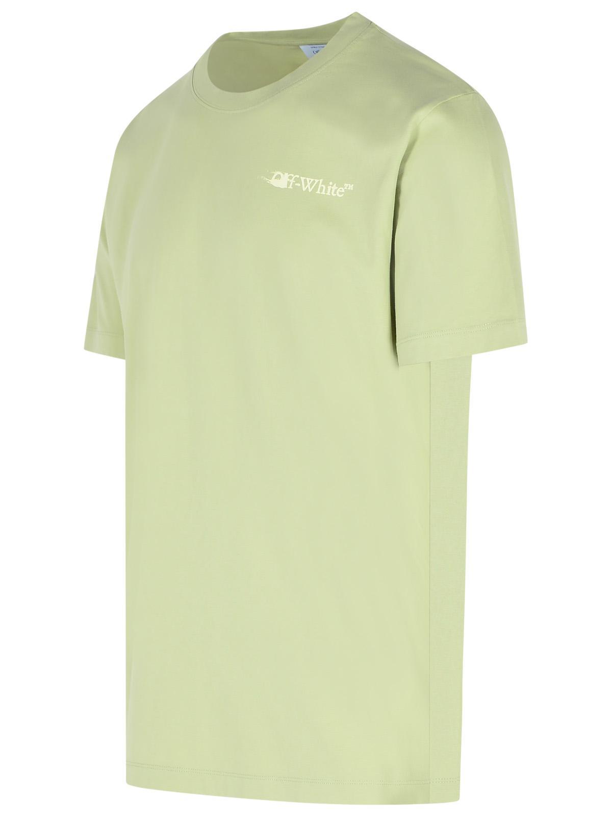 Off-white Round Neck Short-sleeved T-shirt In Green