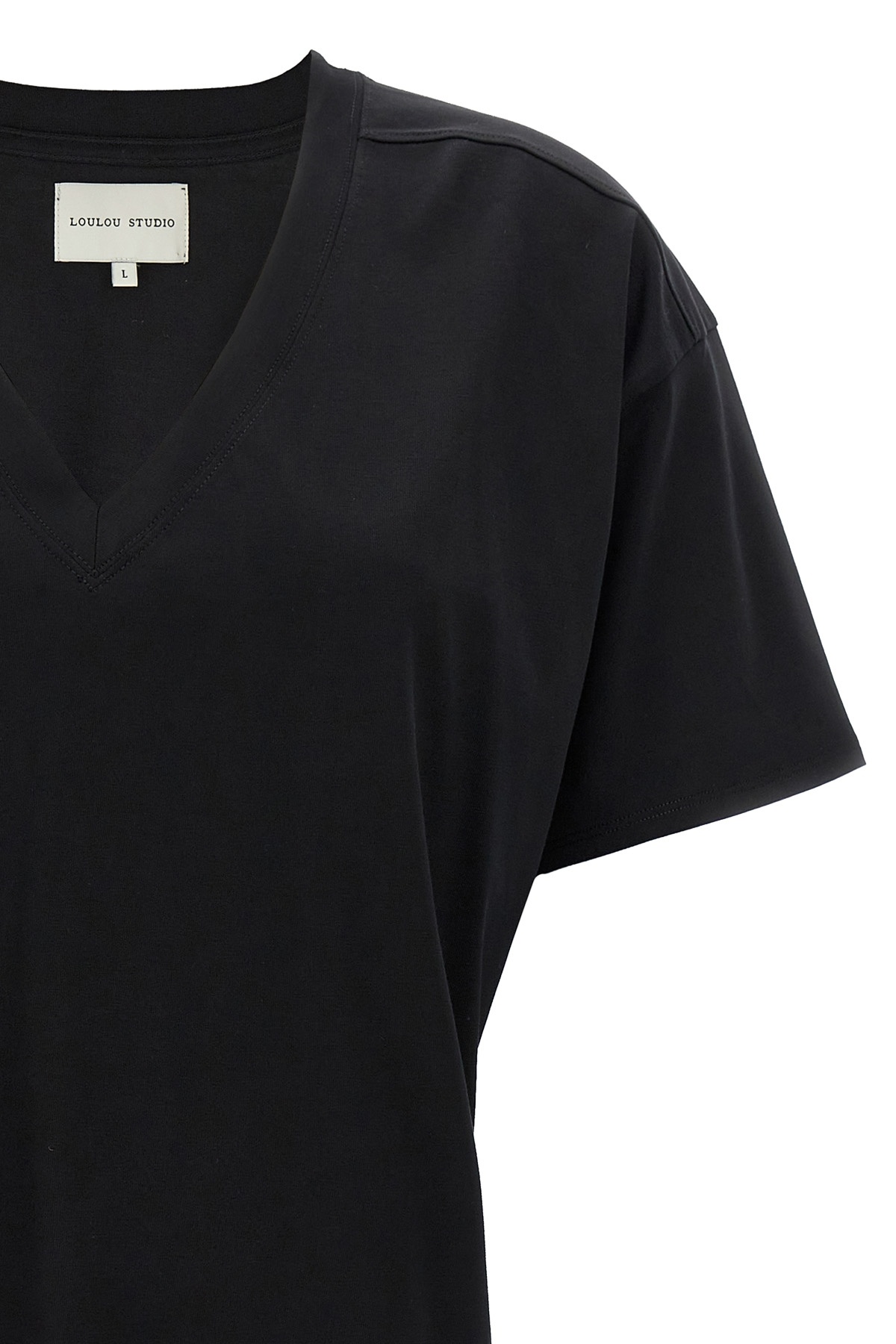 Shop Loulou Studio V-collar T-shirt In Black