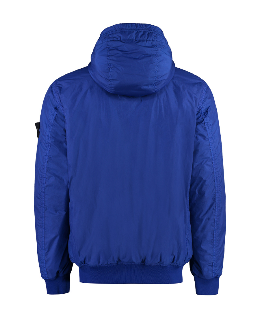 Stone Island Compass-patch Zip-up Bomber Jacket In Blue