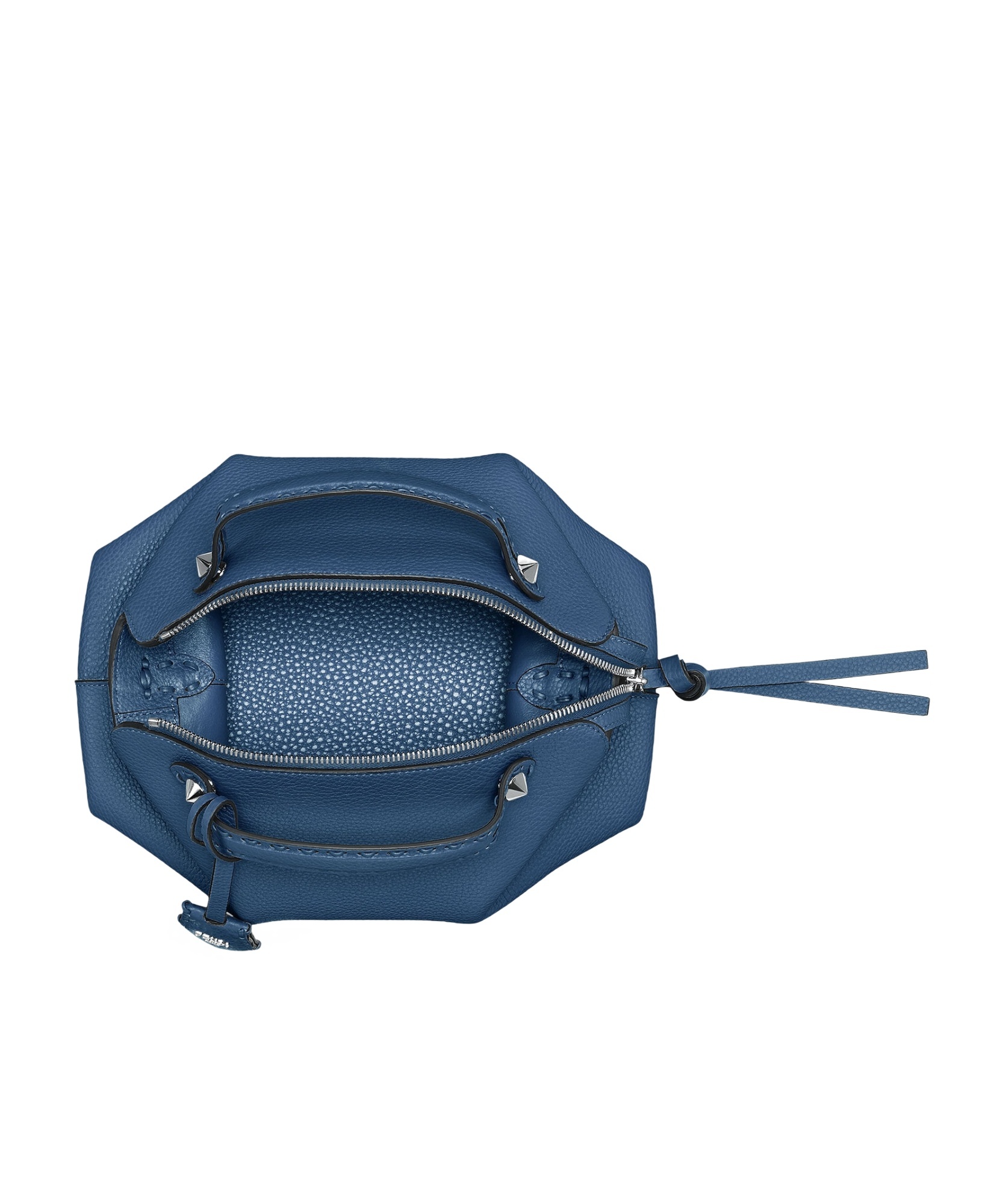 Fendi Blue Denim-effect Ff Jacquard And Brown Leather Bag In Blue