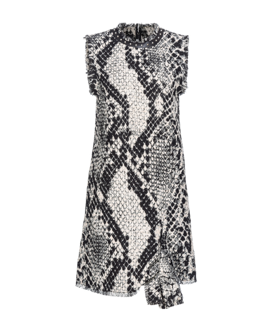 Pinko Snake-effect Jacquard Shift Dress In Gray