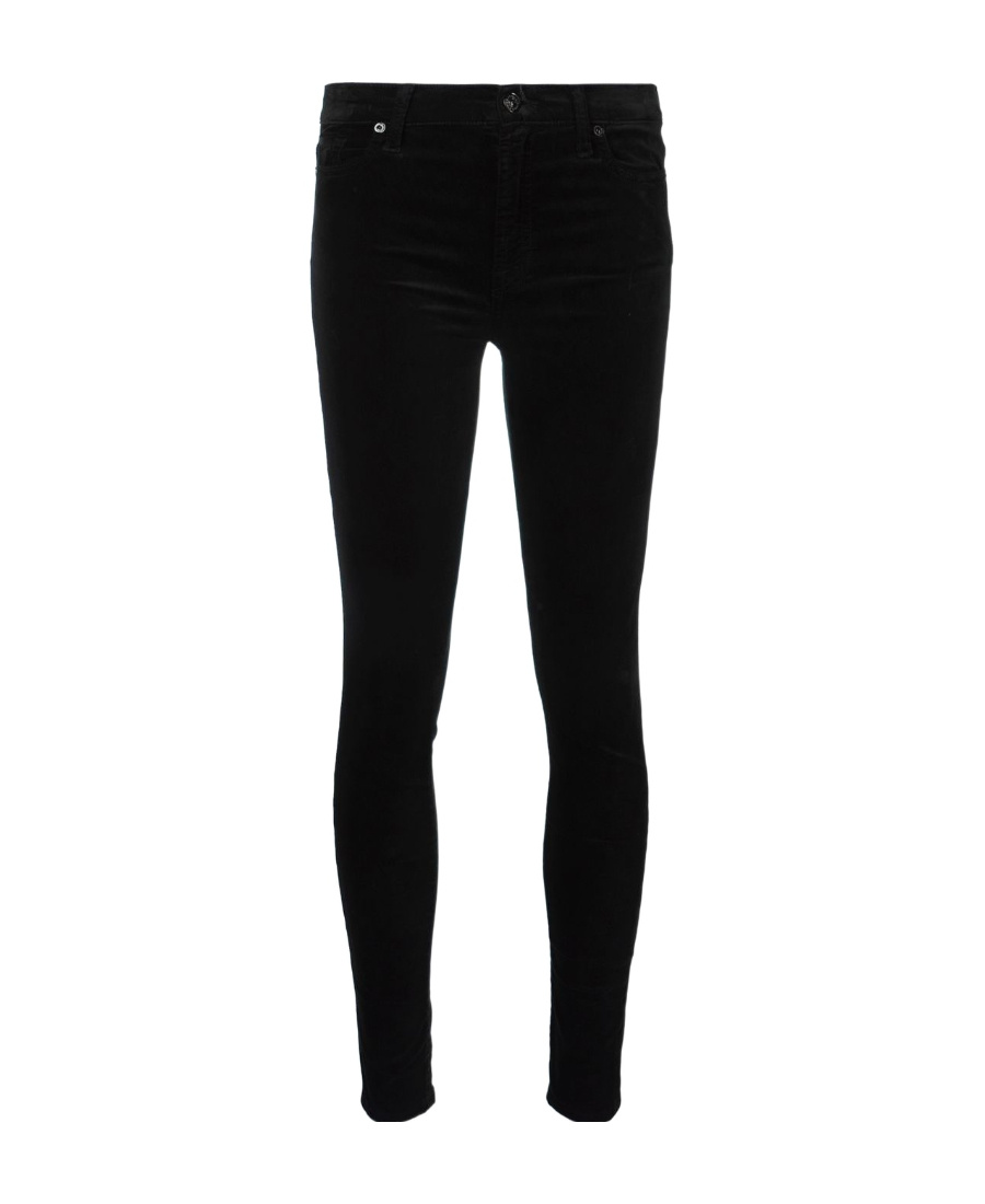 7 For All Mankind Velvet-effect Skinny Trousers In Black