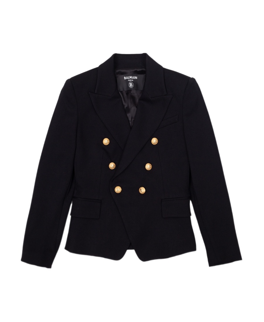 Balmain Embossed-button Double-breasted Blazer In Black