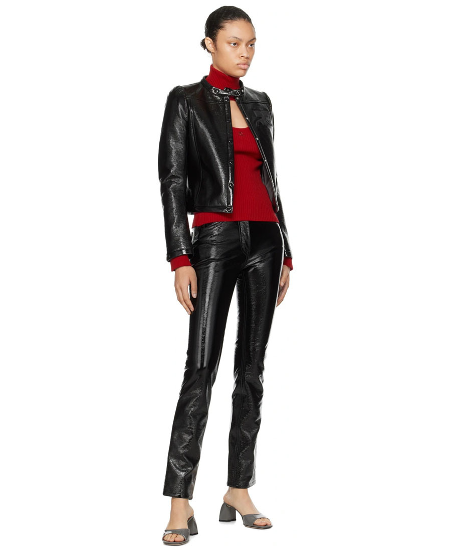 Shop Courrèges Embroidered Logo Decoration Casual Pants In Black