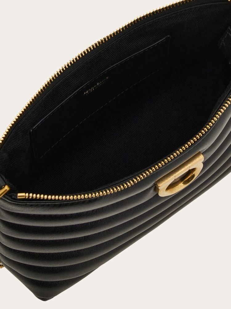 Ferragamo Zip Mini Shoulder Bag In Black