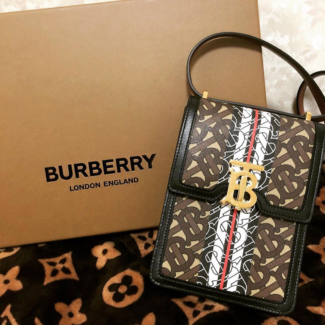Burberry Robin Monogram Stripe Crossbody Bag In Black