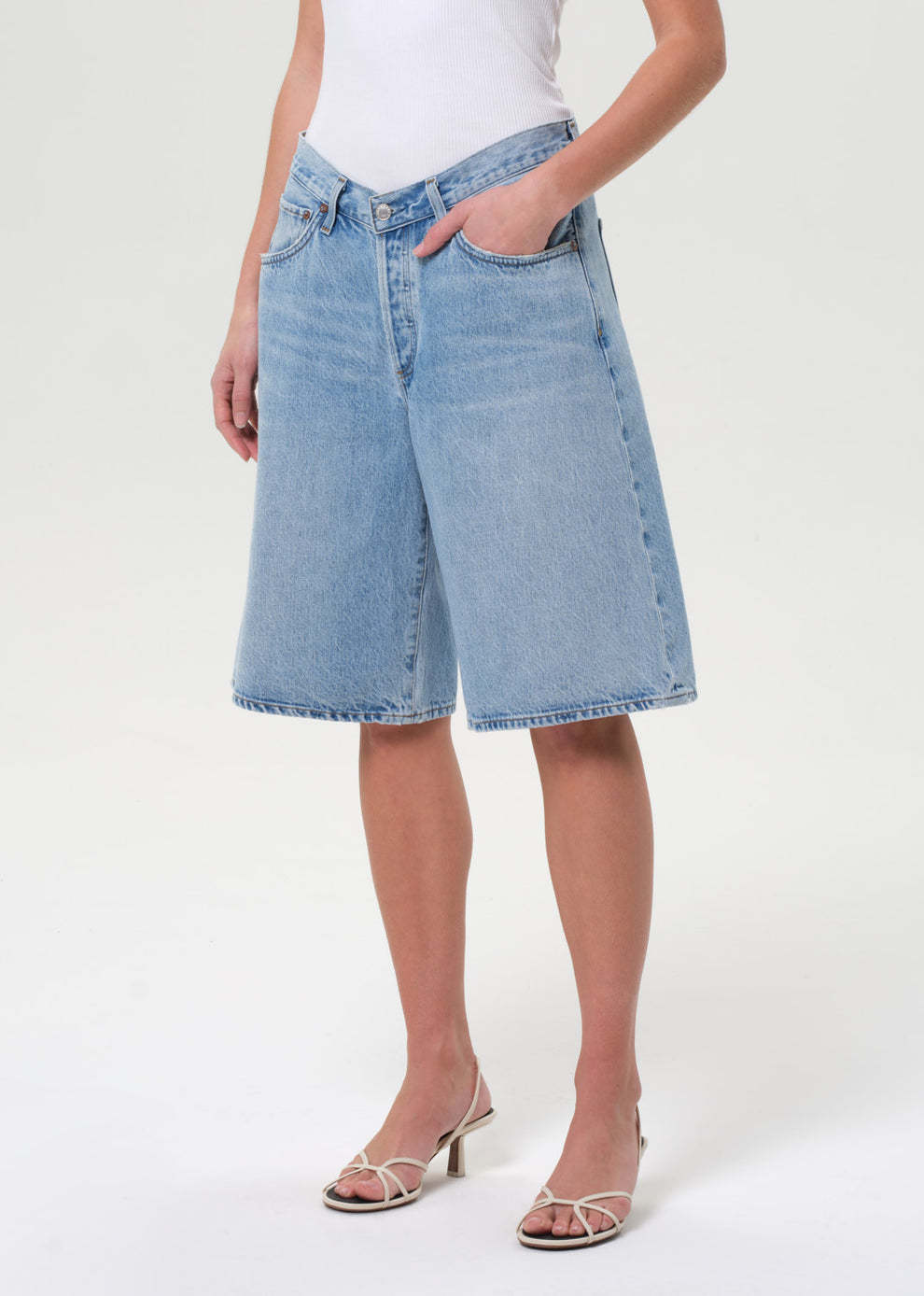 Agolde Light Blue Baggy V-short Bermuda Shorts
