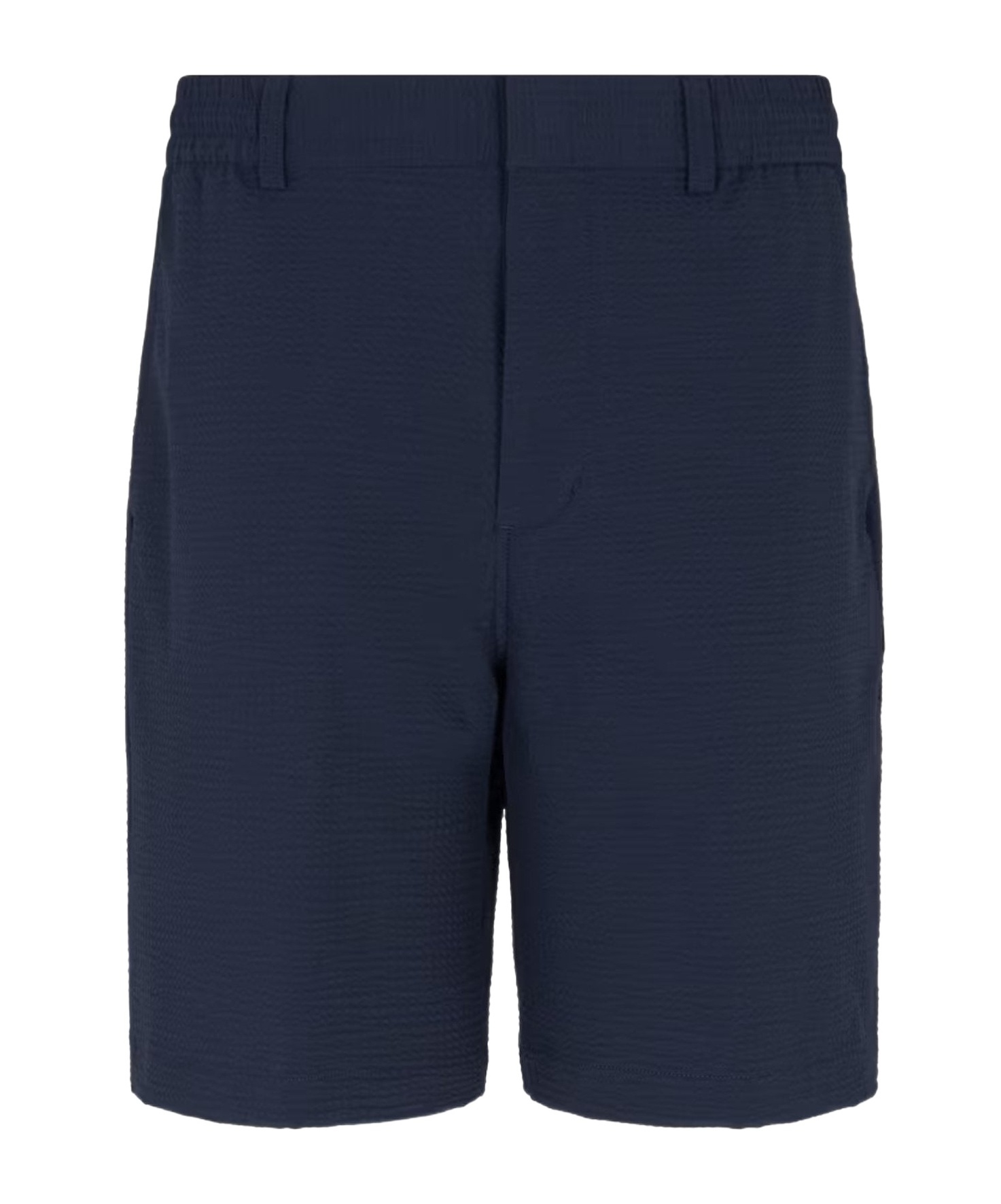 Emporio Armani Seersucker Elastic-waist Shorts In Blue