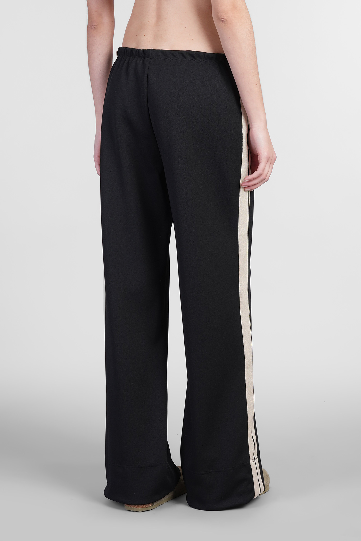 Palm Angels Loose-fit Black Trousers With Contrasting Side Stripes In Black