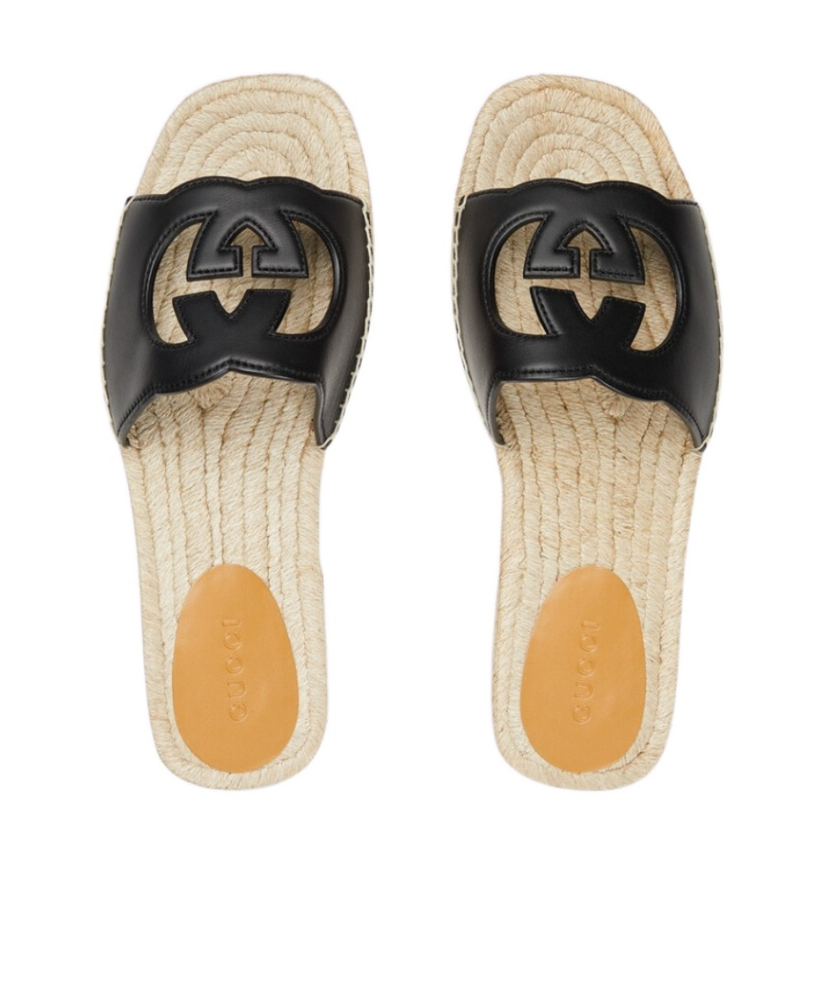 Gucci Interlocking G Cutout Leather Sandal In Nude