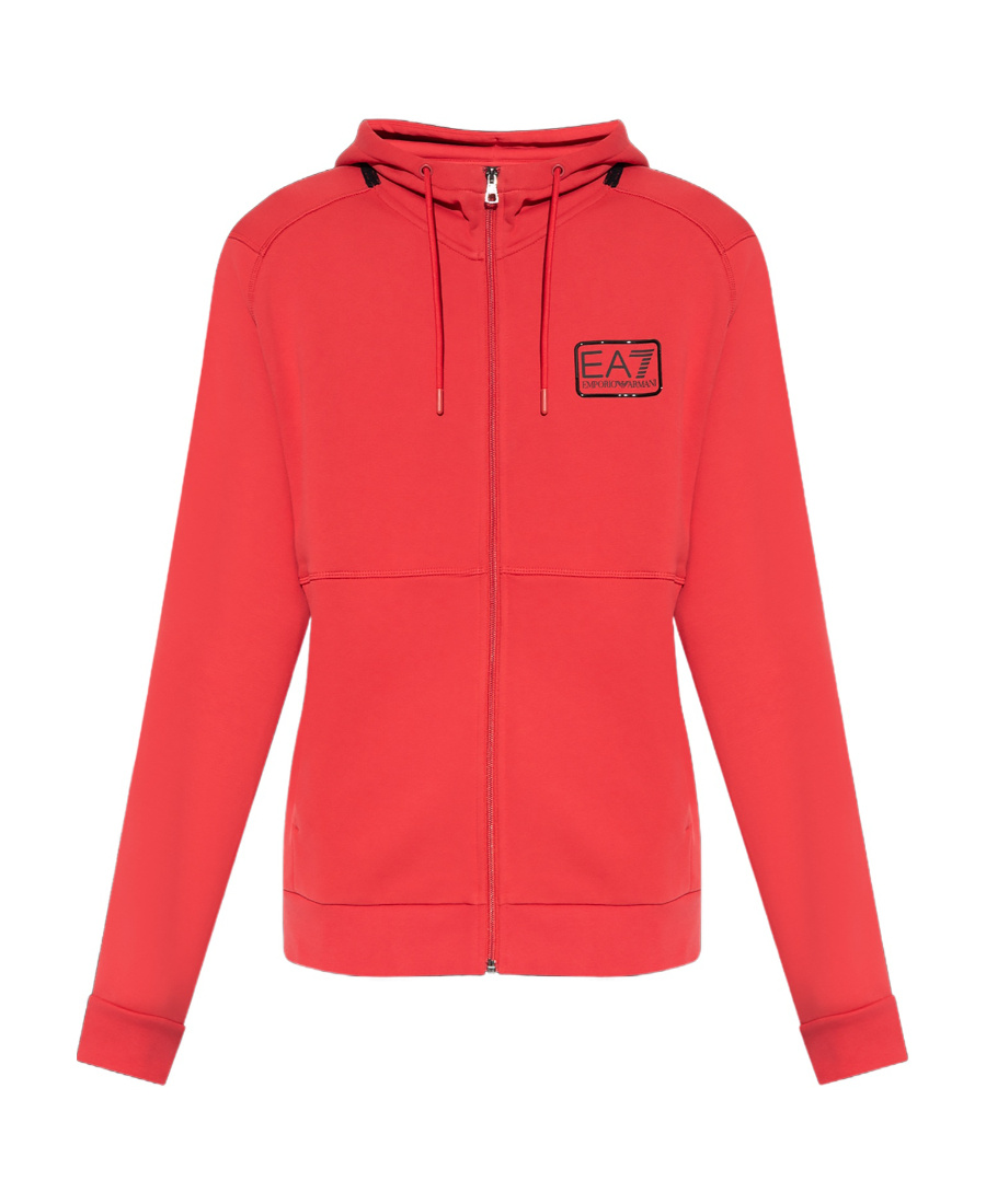 Ea7 Logo-patch Zip-up Cardigan In Red