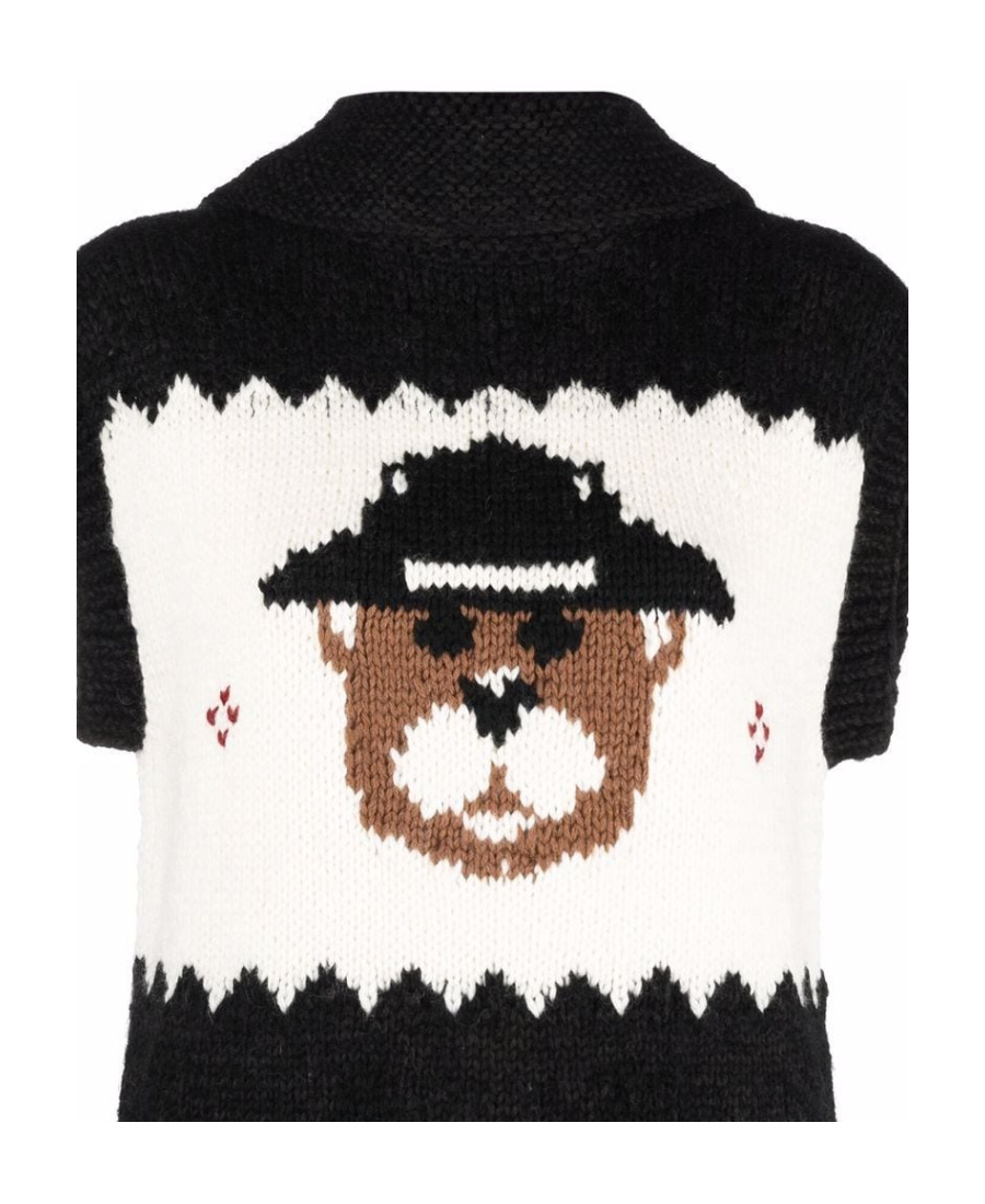 DSQUARED2 INTARSIA-KNIT SLEEVELESS CARDIGAN