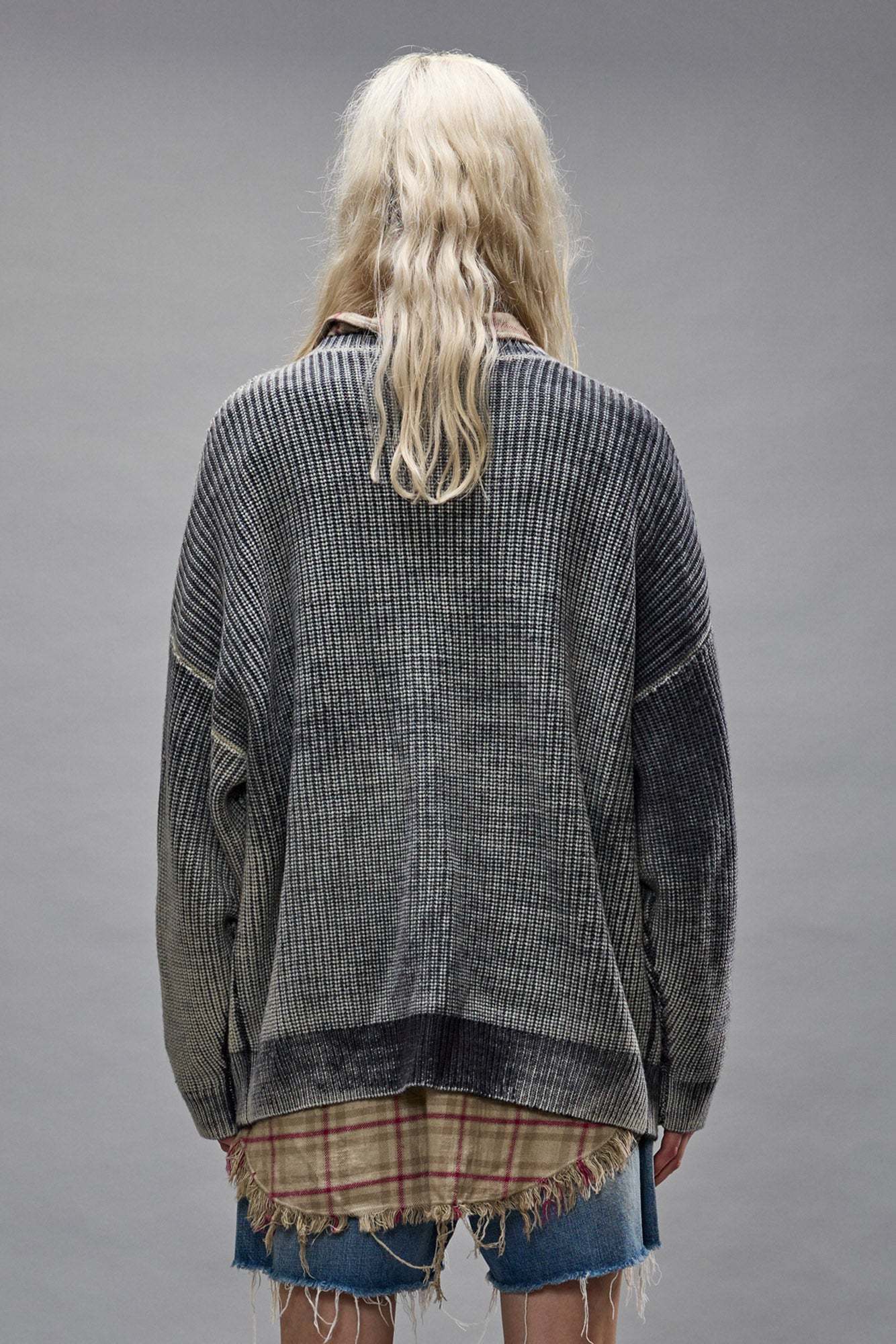 R13 Long-sleeved Wool Cardigan In Gray