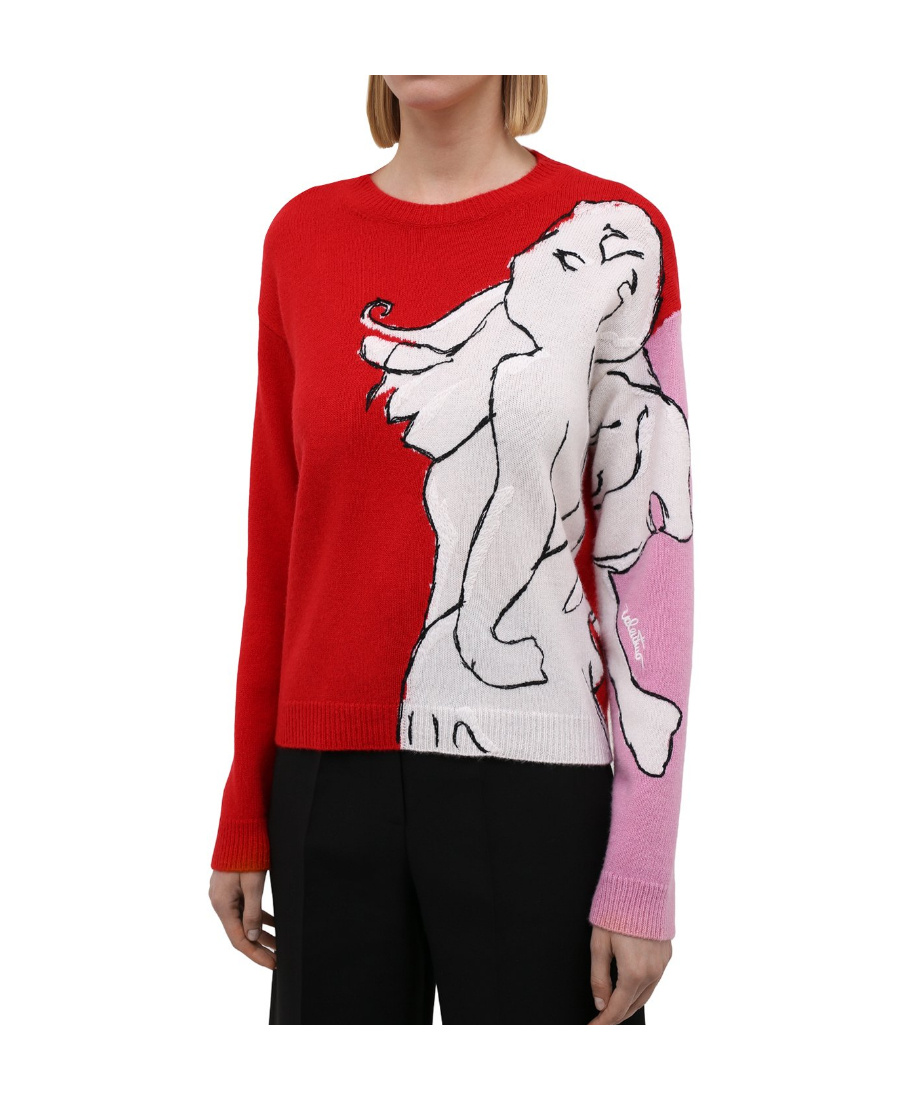 Valentino Color-matching Knitted Pullover In Red