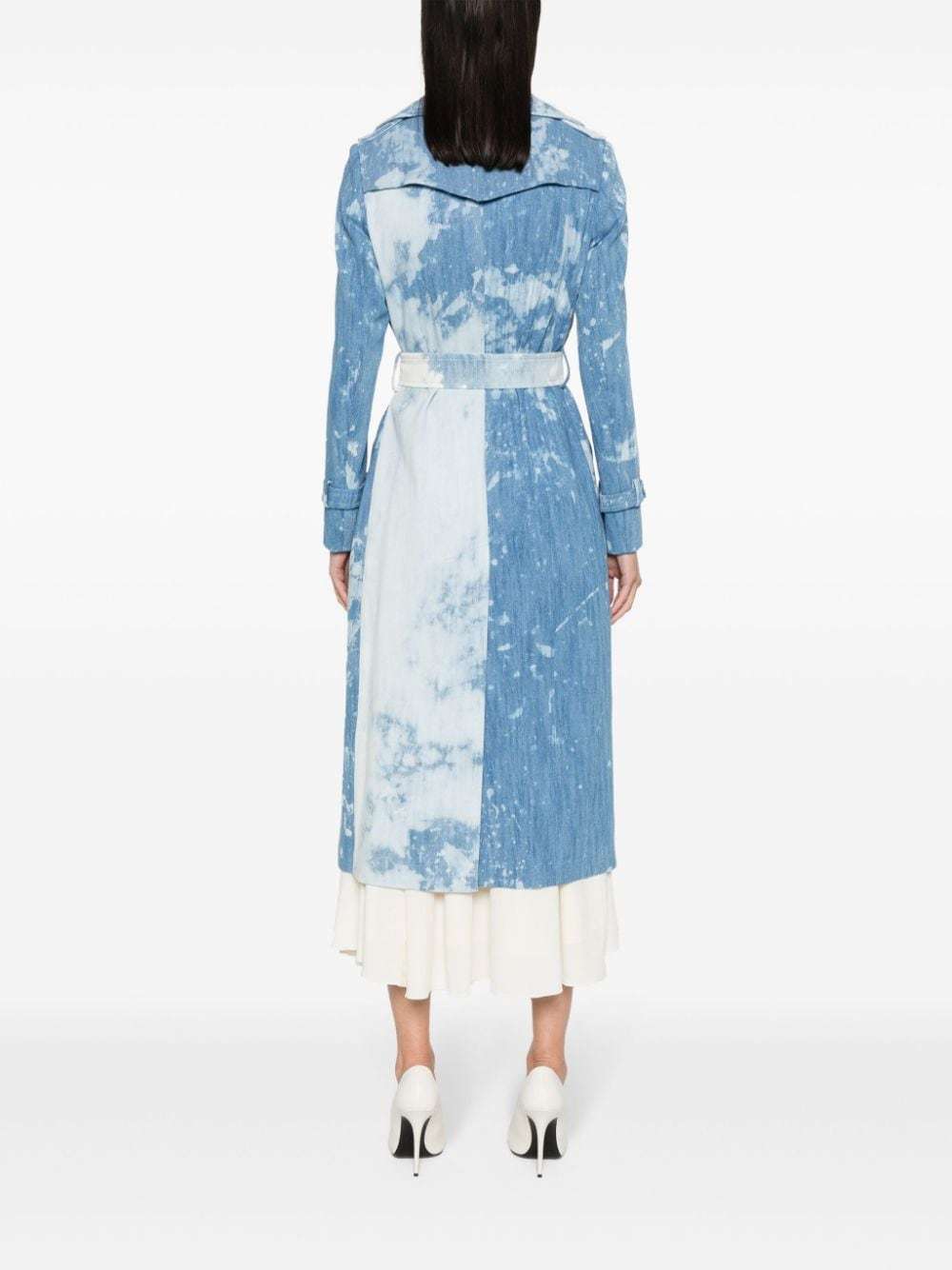 Shop Tagliatore Denim Trench Coat In Blue