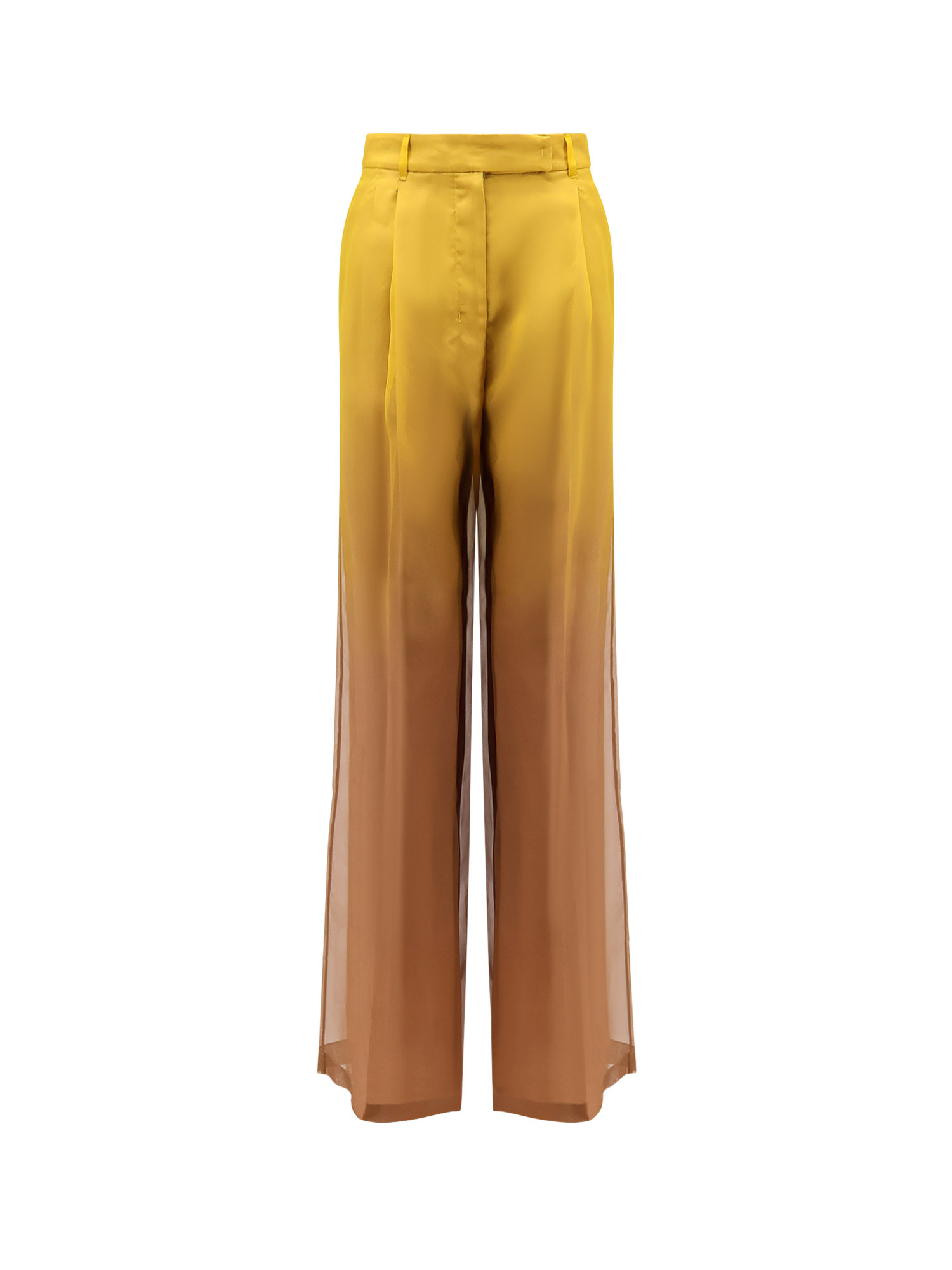 Max Mara Baffo Silk Trousers With Shaded Effect In Brown