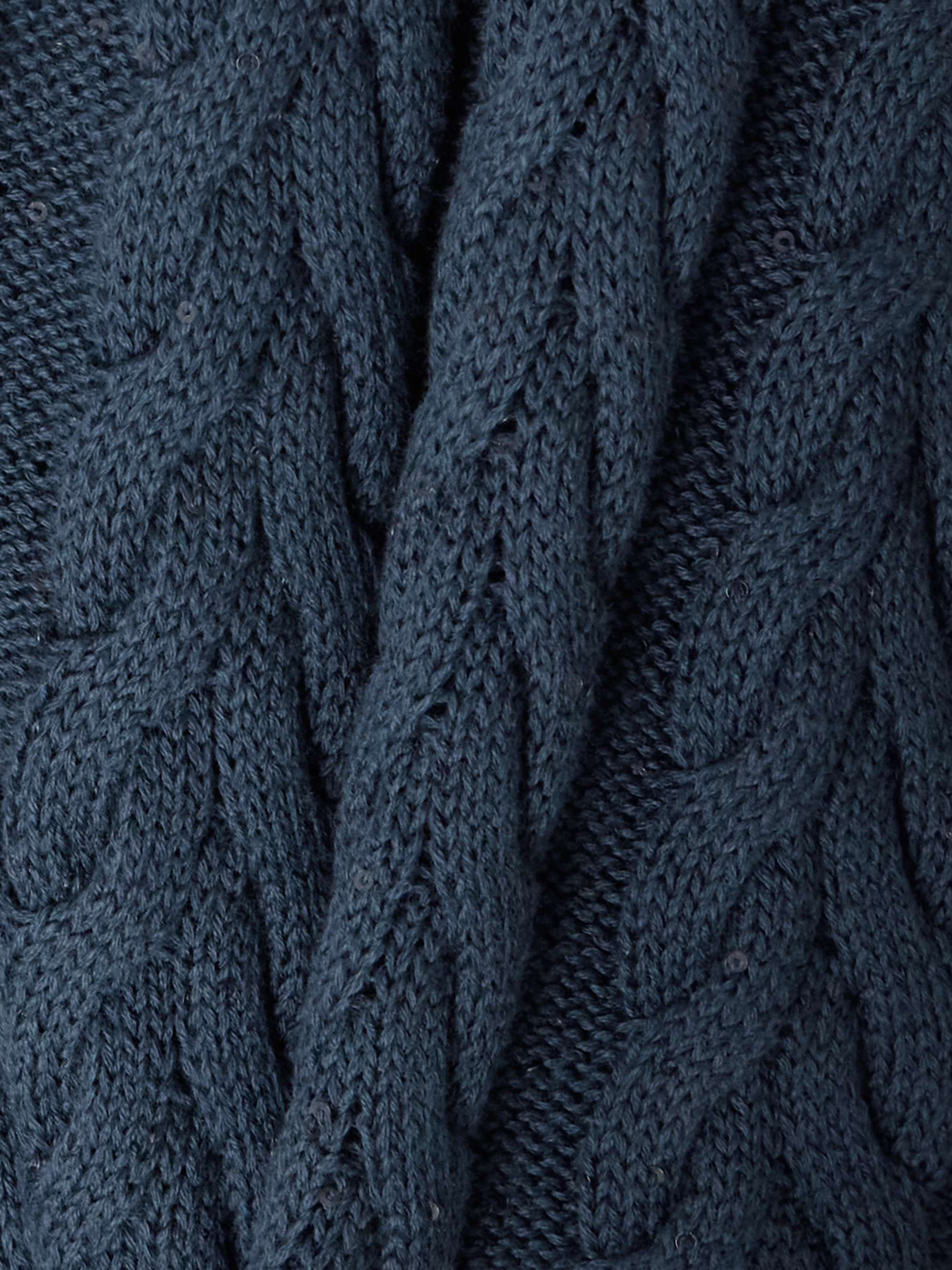 Brunello Cucinelli Cotton Double Cable-knit V-neck Sweater With Micro Pailettes In Blue