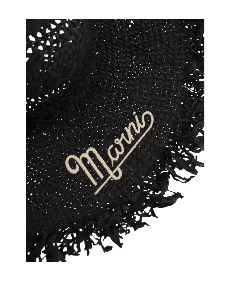 Shop Marni Logo-embroidered Wide-brim Hat In Black