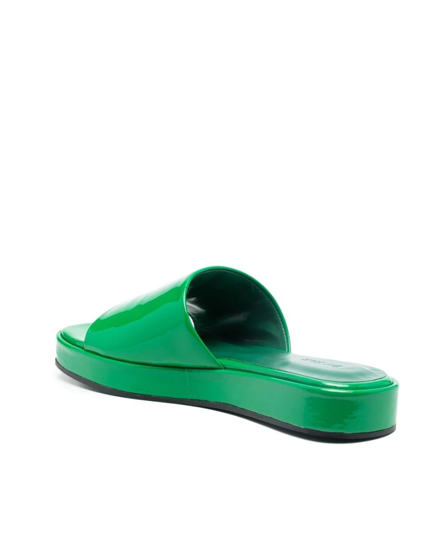 Shop By Far Cala Patent-finish Mules In Green