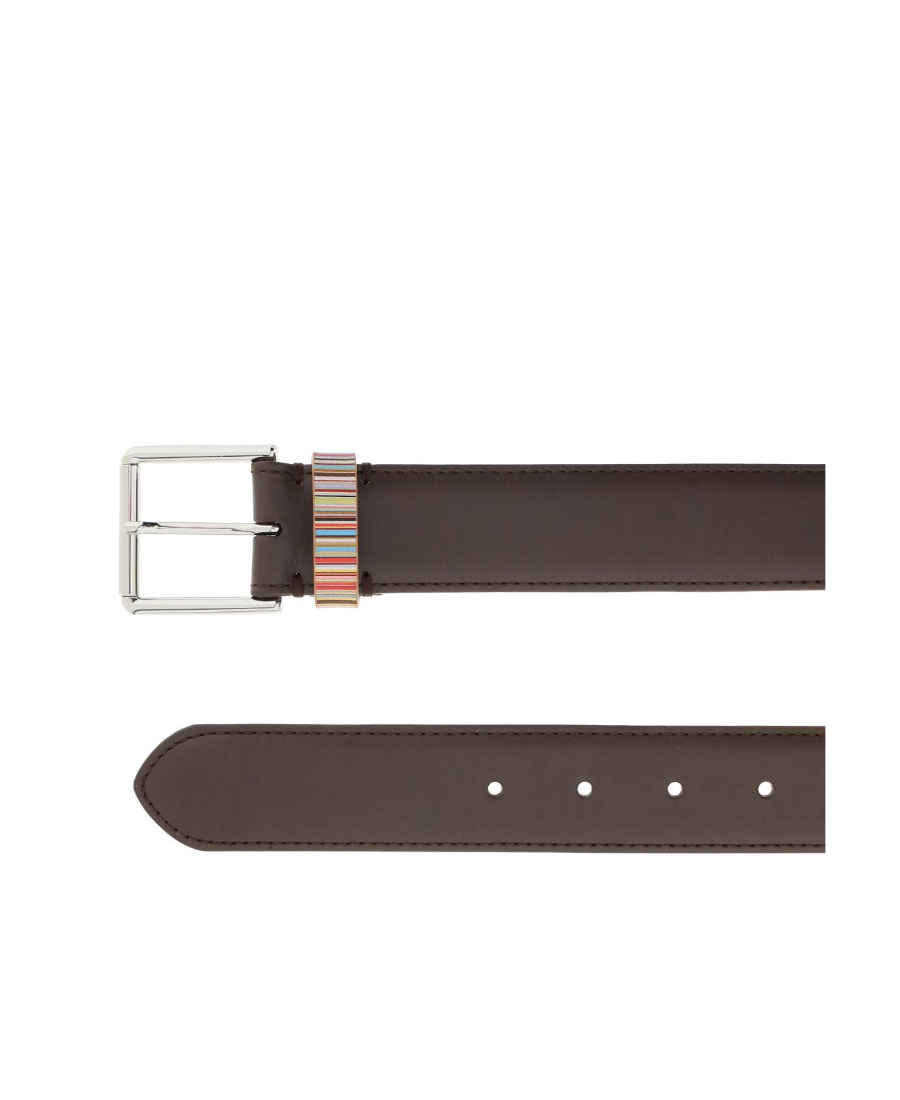 Paul Smith Stripe Detailed Buckle Belt In Nude