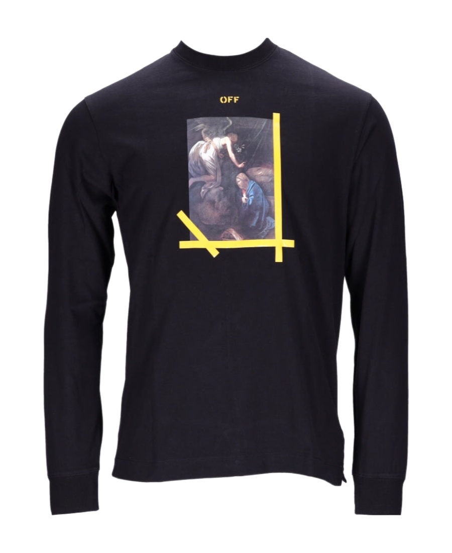Off-white Painting-print Long-sleeve T-shirt In Black