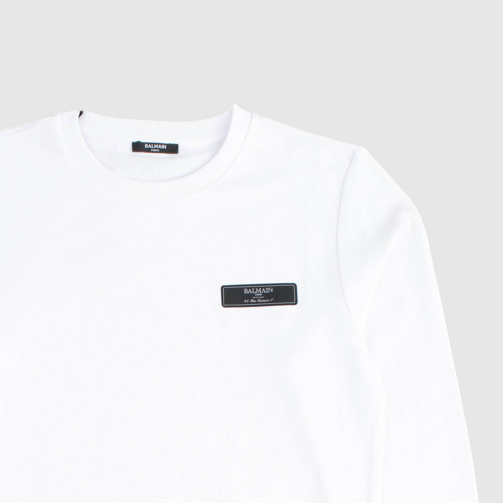 Shop Balmain Logo-pritn Sweatshirt In White