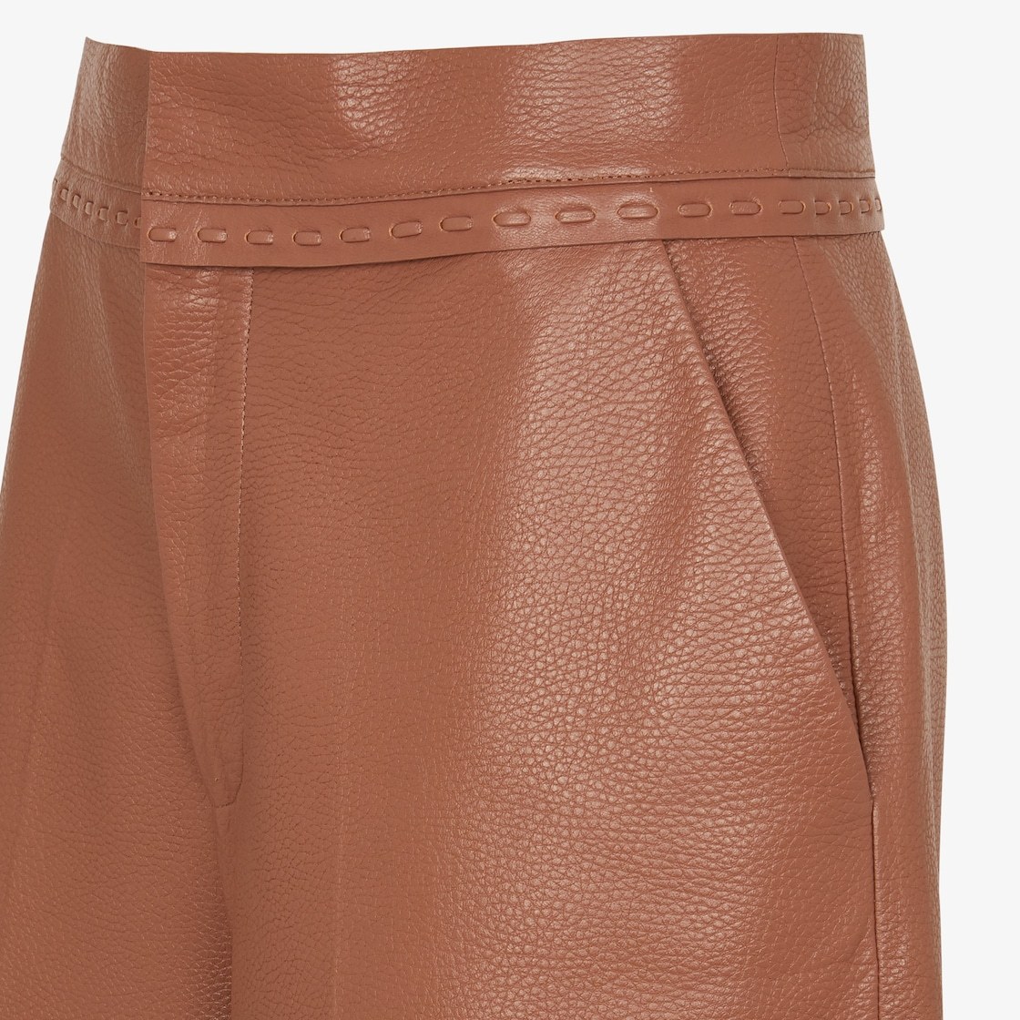 Fendi Tan Coloured Leather Trousers In Brown