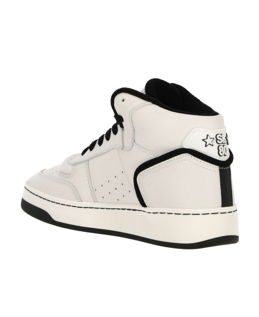 Saint Laurent Sl/80 Mid-top Sneakers In Smooth And Grained Leather In Pink