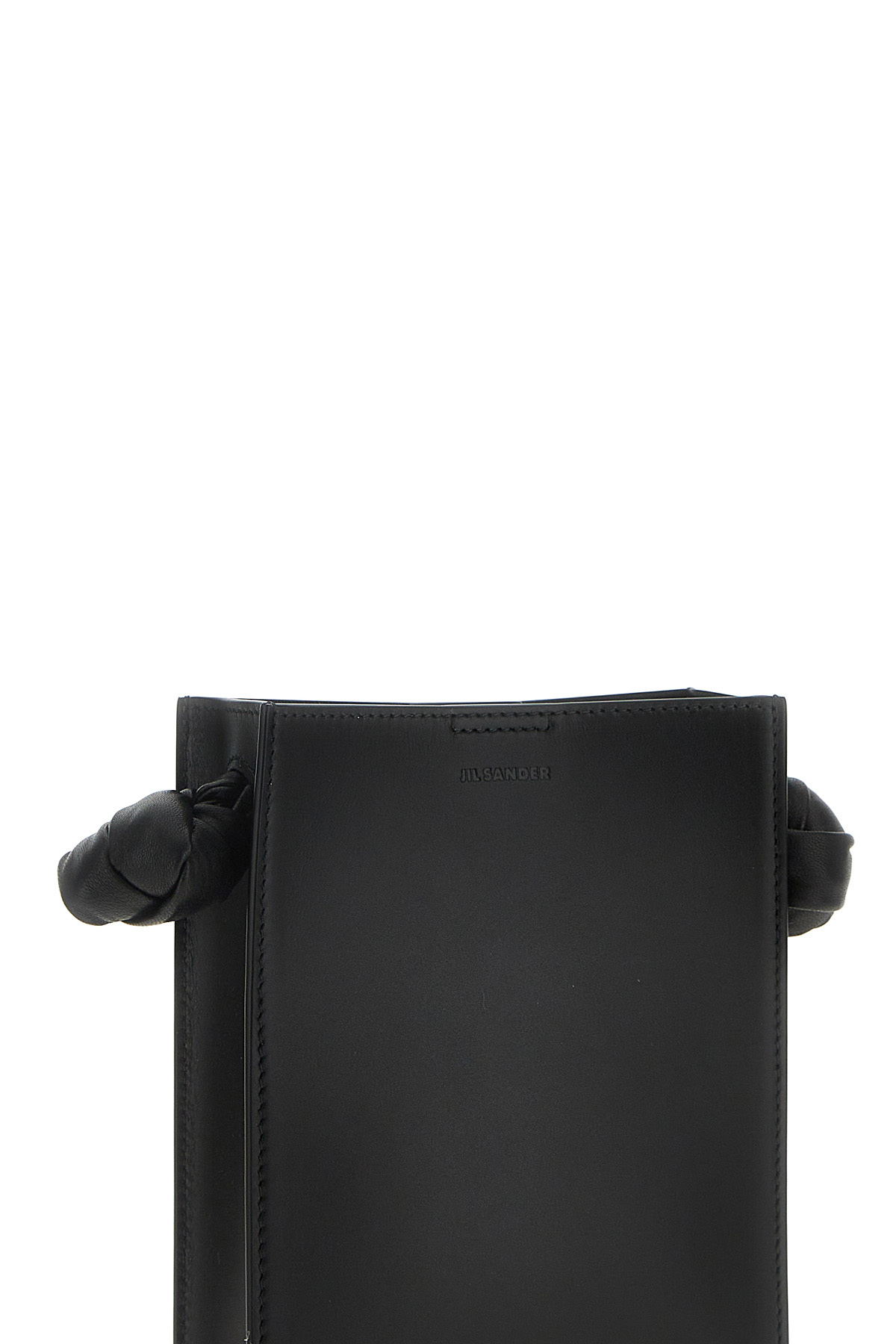 Jil Sander Medium Tangle Leather Shoulder Bag In Black