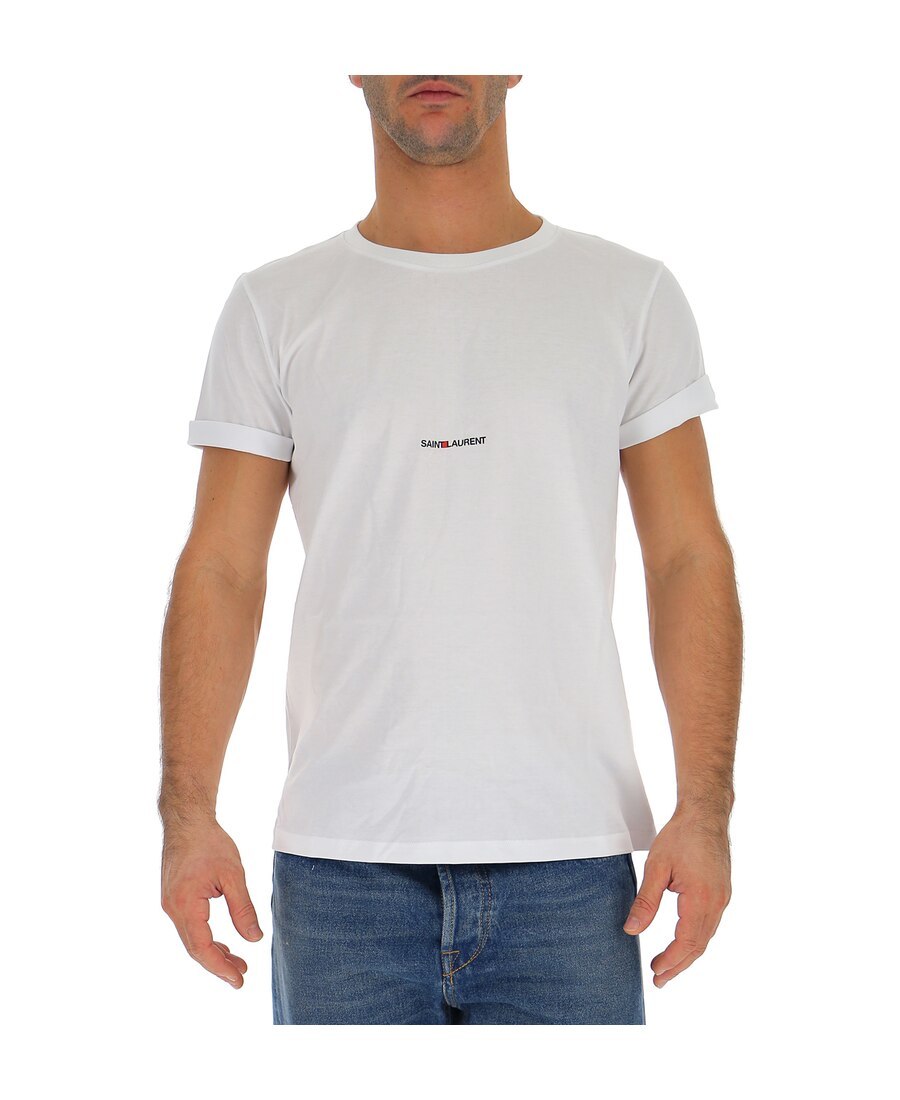 Saint Laurent Logo-print Cotton T-shirt In White