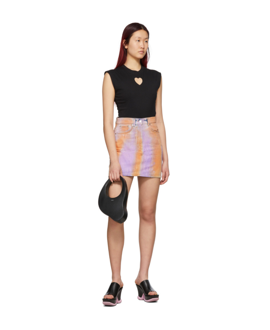 Msgm Purple & Orange Spray Paint Skirt In Nude