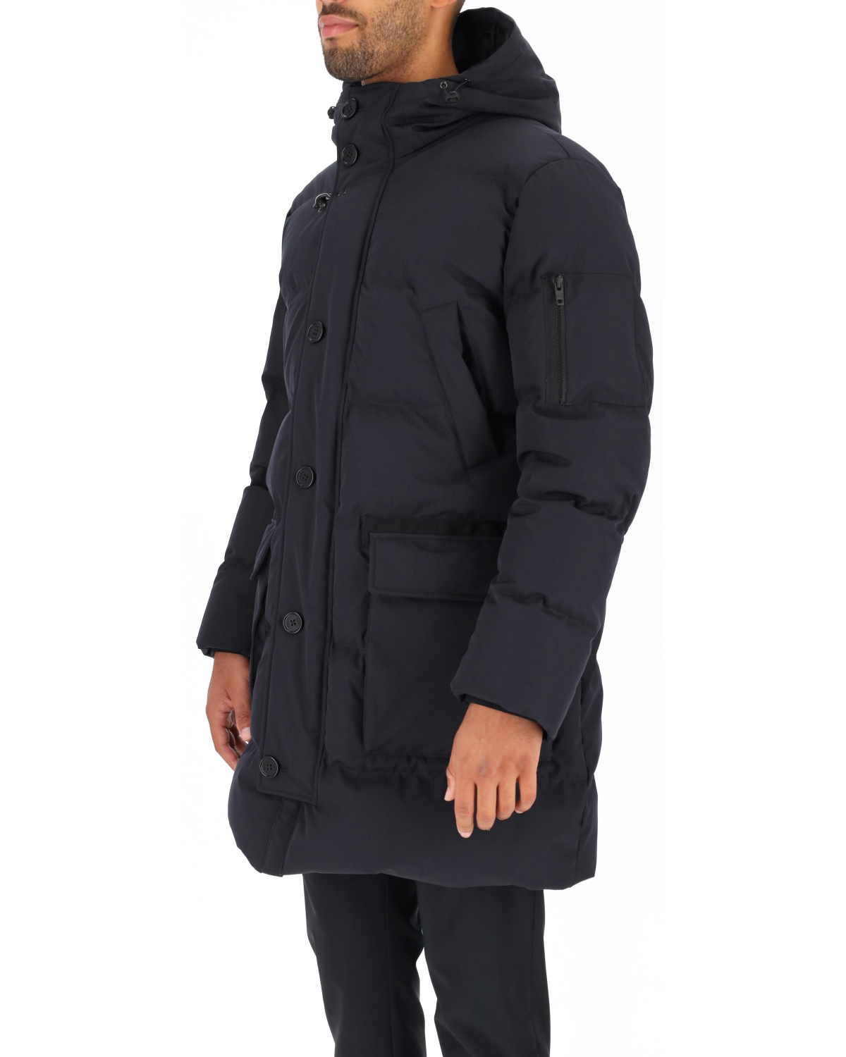 Fay Quilted Parka Coat In Black