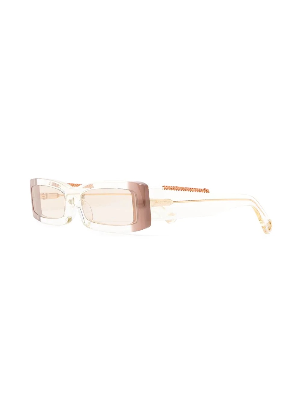 Jacquemus Rectangular Wire Detail Sunglasses In White