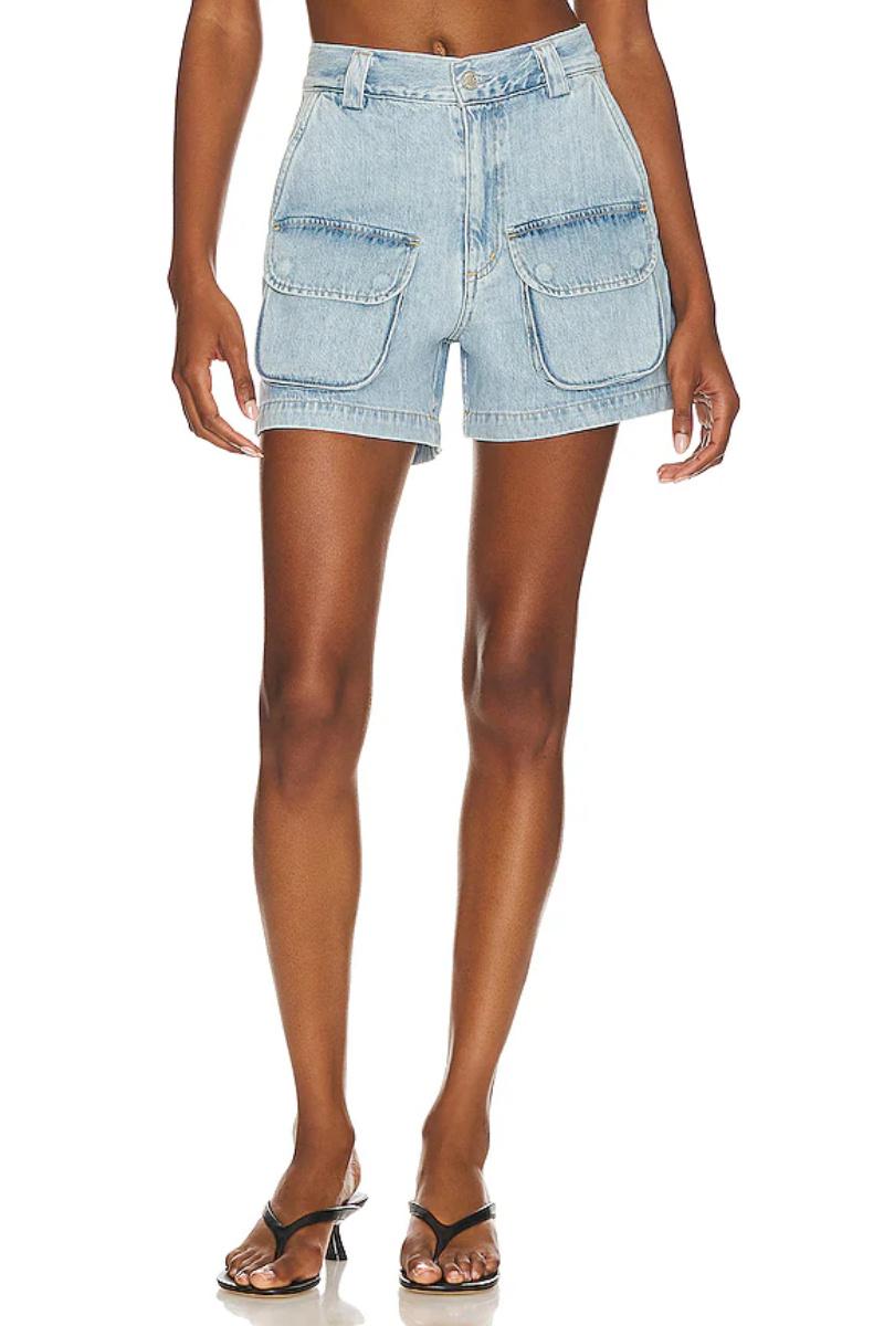 Agolde Vida Organic Denim Shorts In Blue