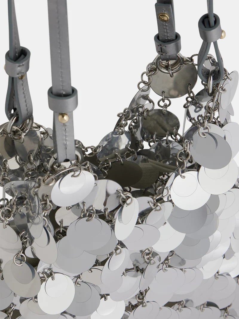 Rabanne Large Sequinned Shoulder Bag In White