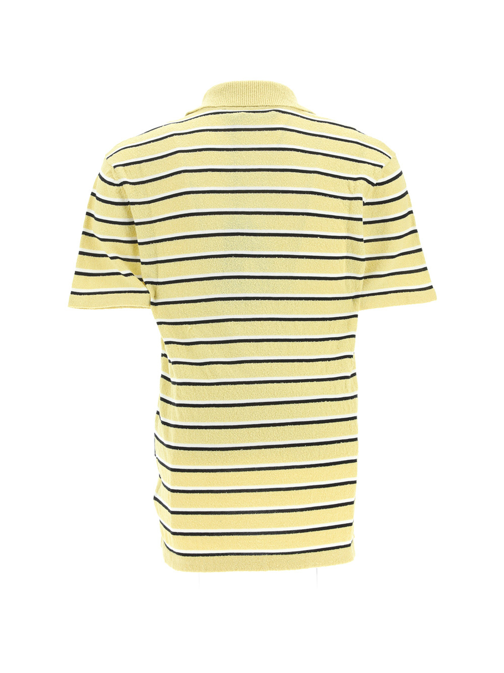 Palm Angels Stripy Terry Knitted Logo Polo Shirt In Yellow