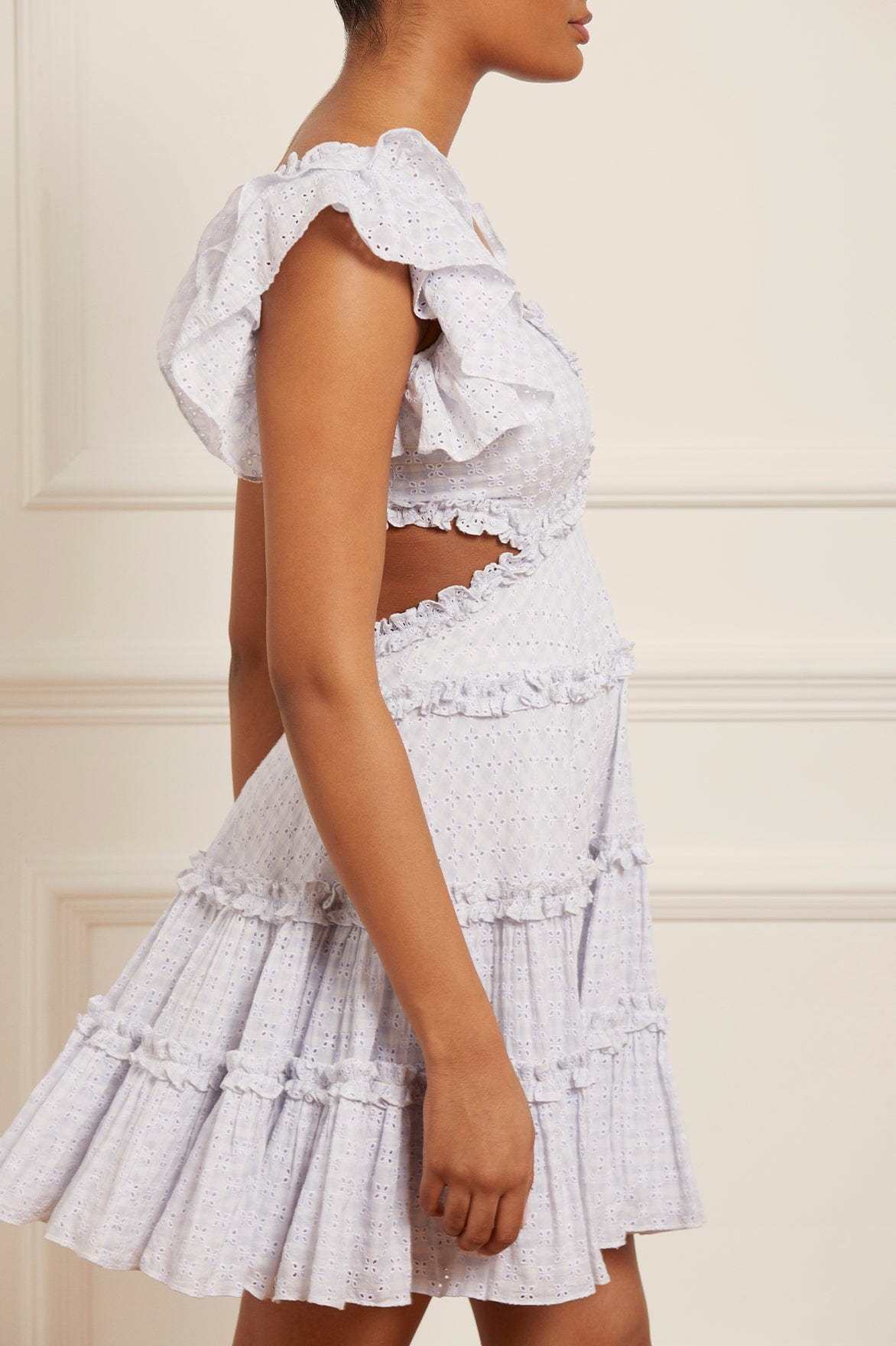NEEDLE & THREAD BRODERIE-ANGLAISE ORGANIC COTTON MINIDRESS