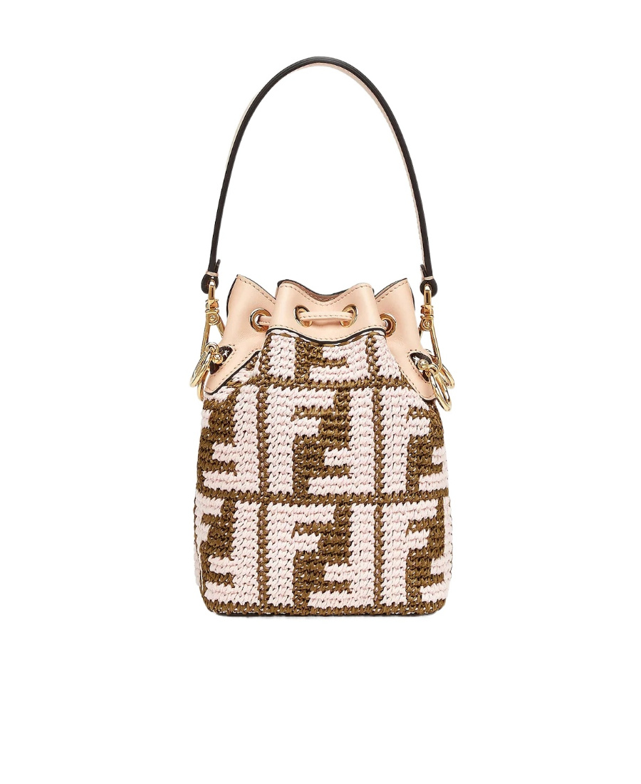 Fendi Logo Pattern Bucket Bag In Nude