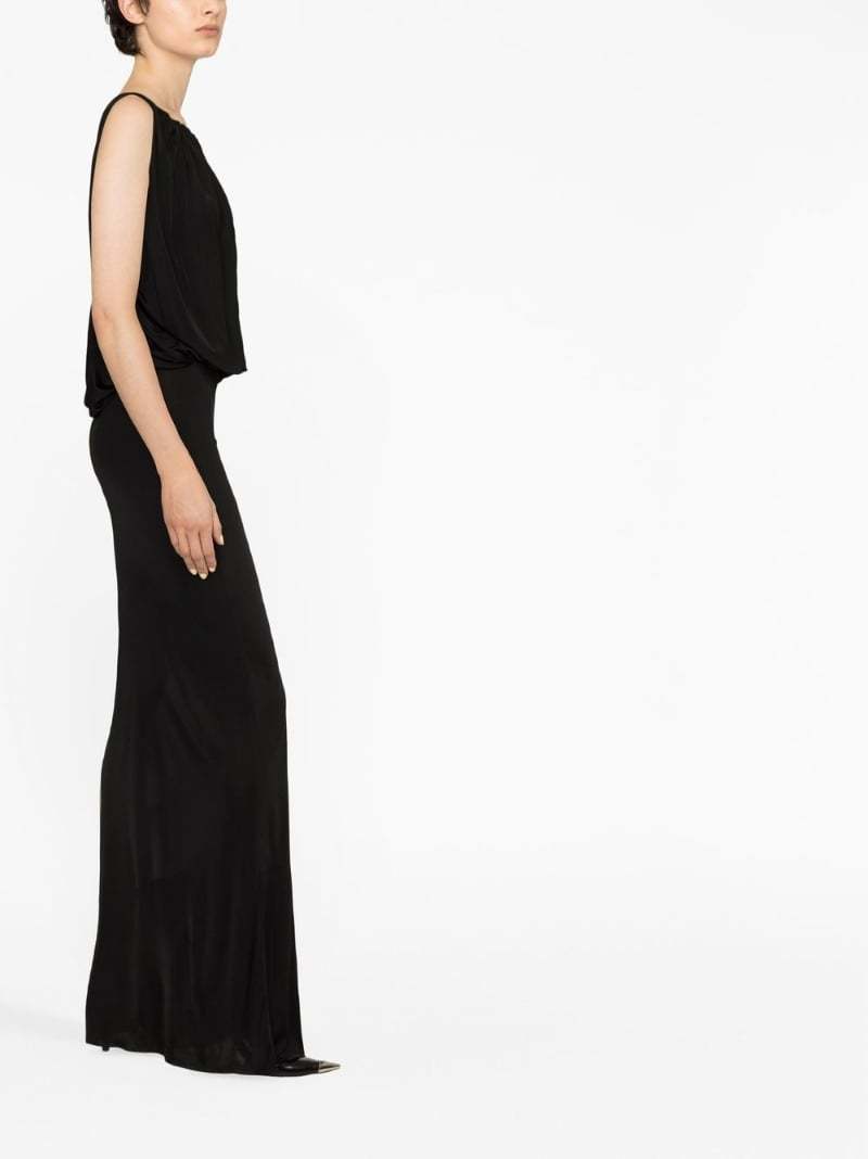 Saint Laurent Shoulder-baring Long Dress With Gathered Accents In Black