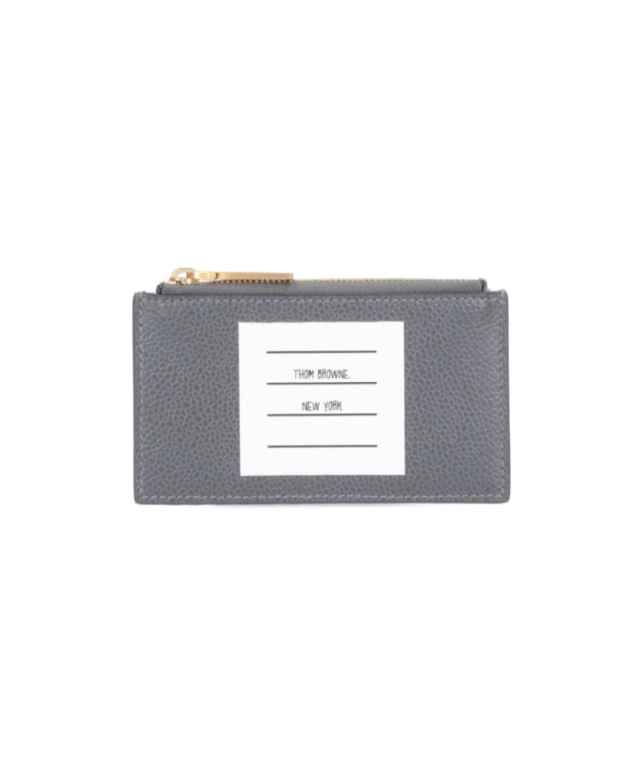 Thom Browne Logo Stripe Card Bag In Gray