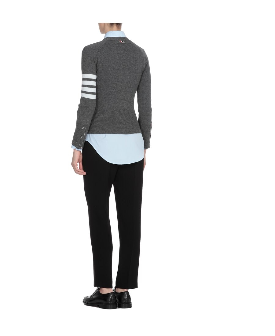 Thom Browne 4-bar Merino Wool Cardigan In Black