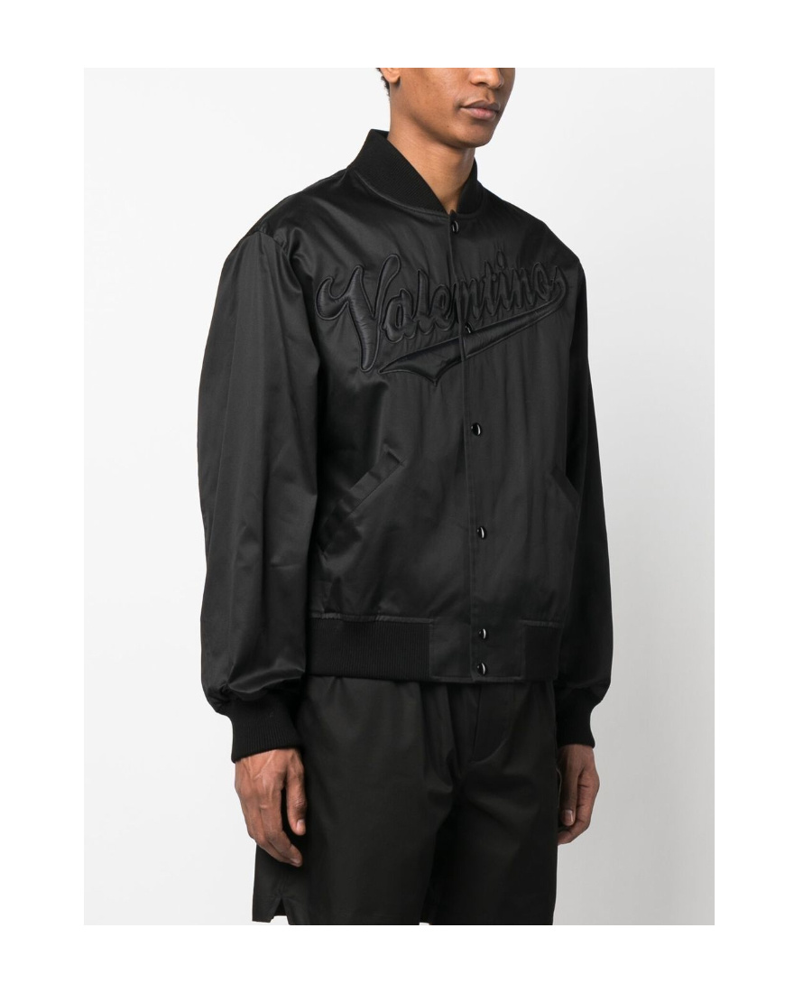 Valentino Raised-logo Bomber Jacket In Black