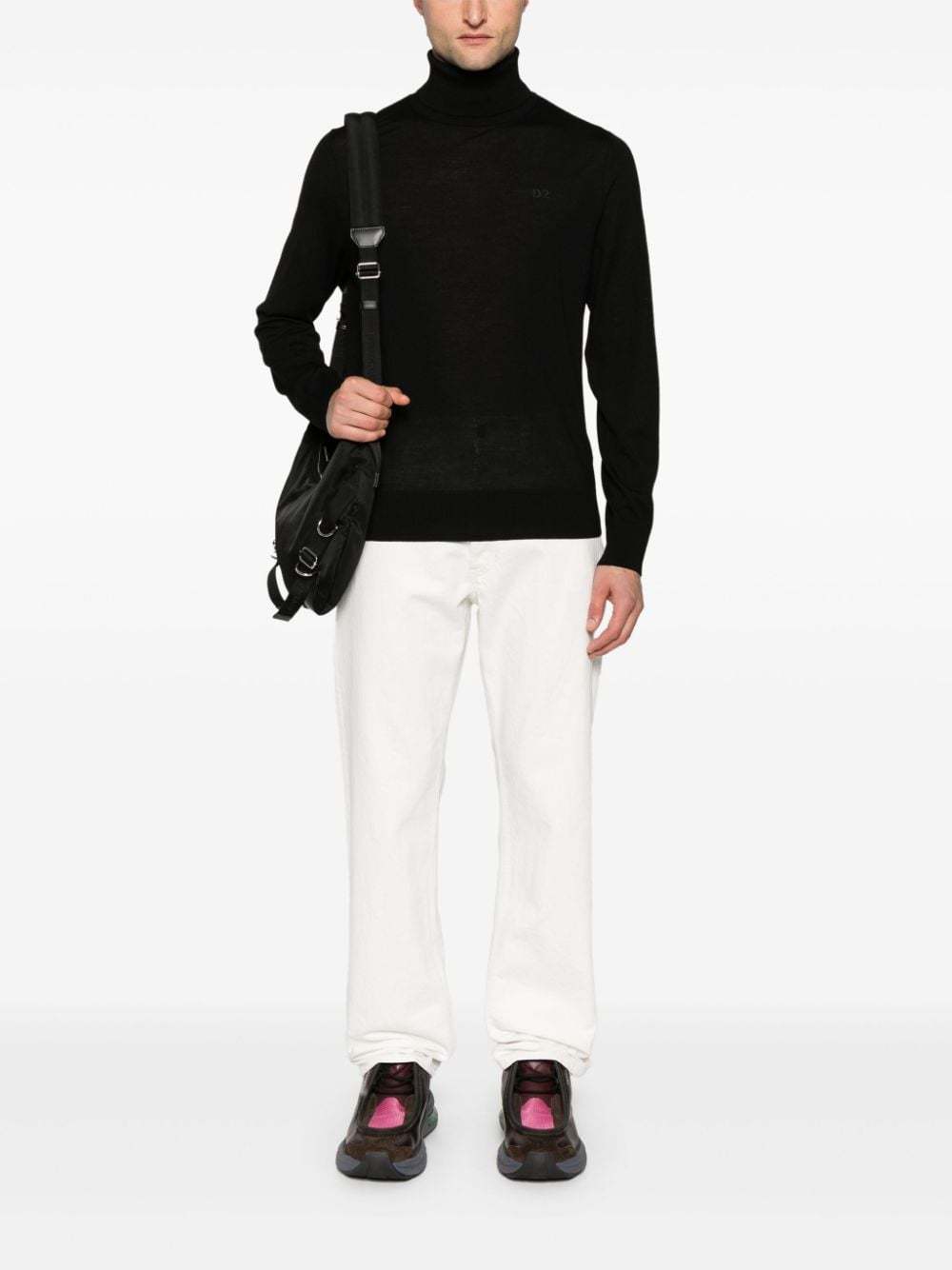 Dsquared2 Virgin Wool Turtleneck Sweater In Black