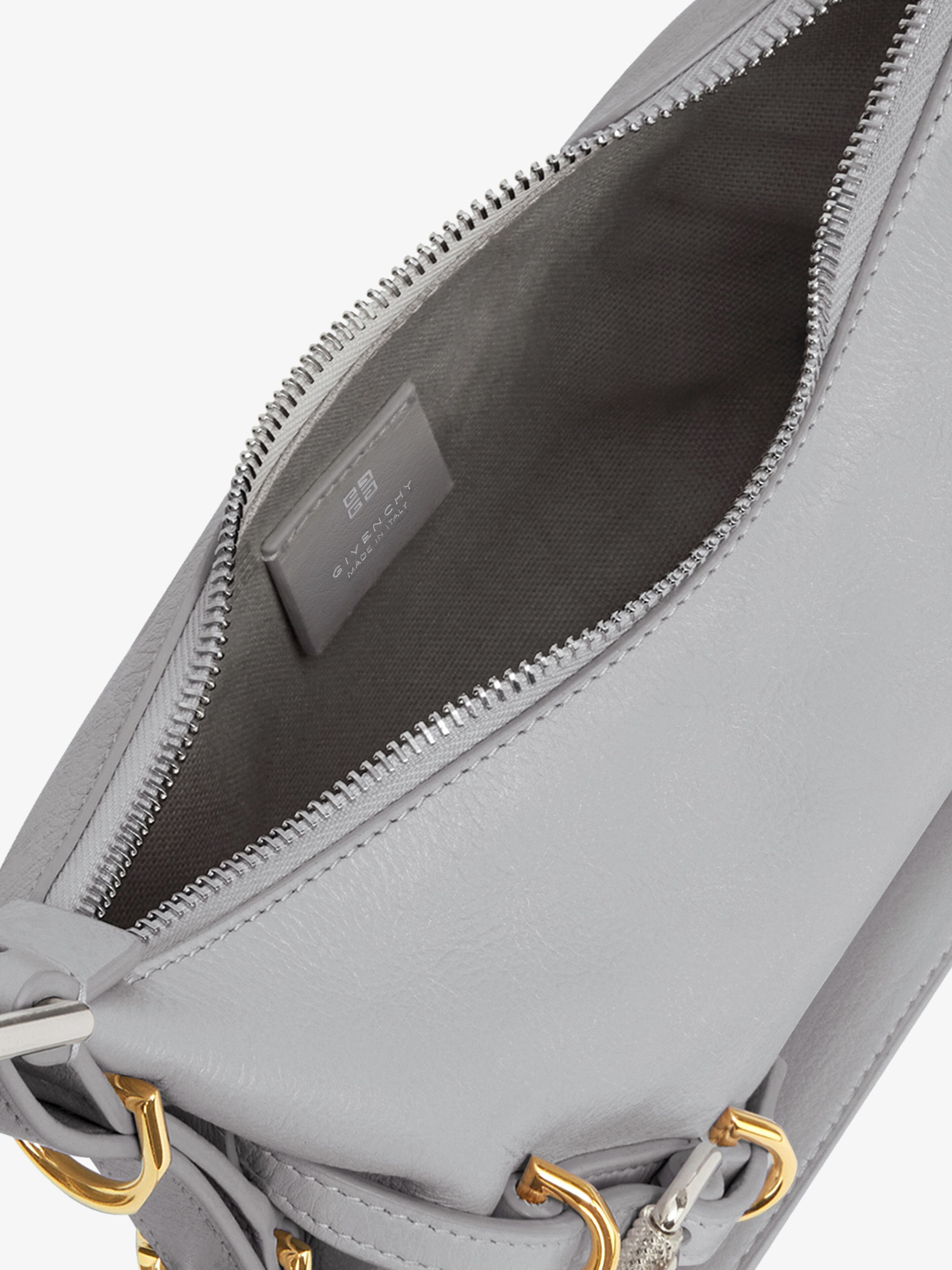 Givenchy Mini Voyou Grey Shoulder Bag With Buckles Embellishment In Leather Woman In Gray