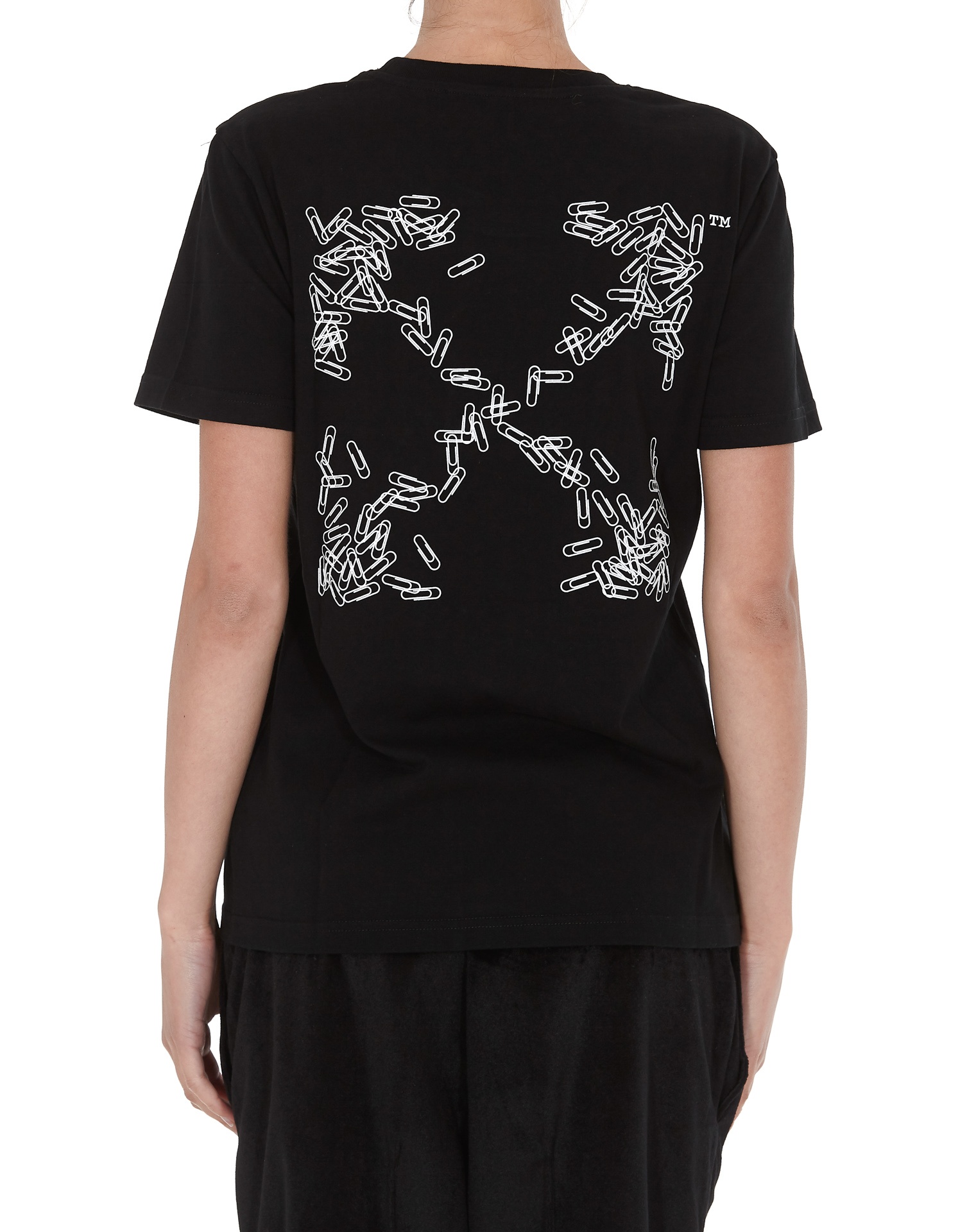 Off-white Paper Clip Arrows Motif T-shirt In Black